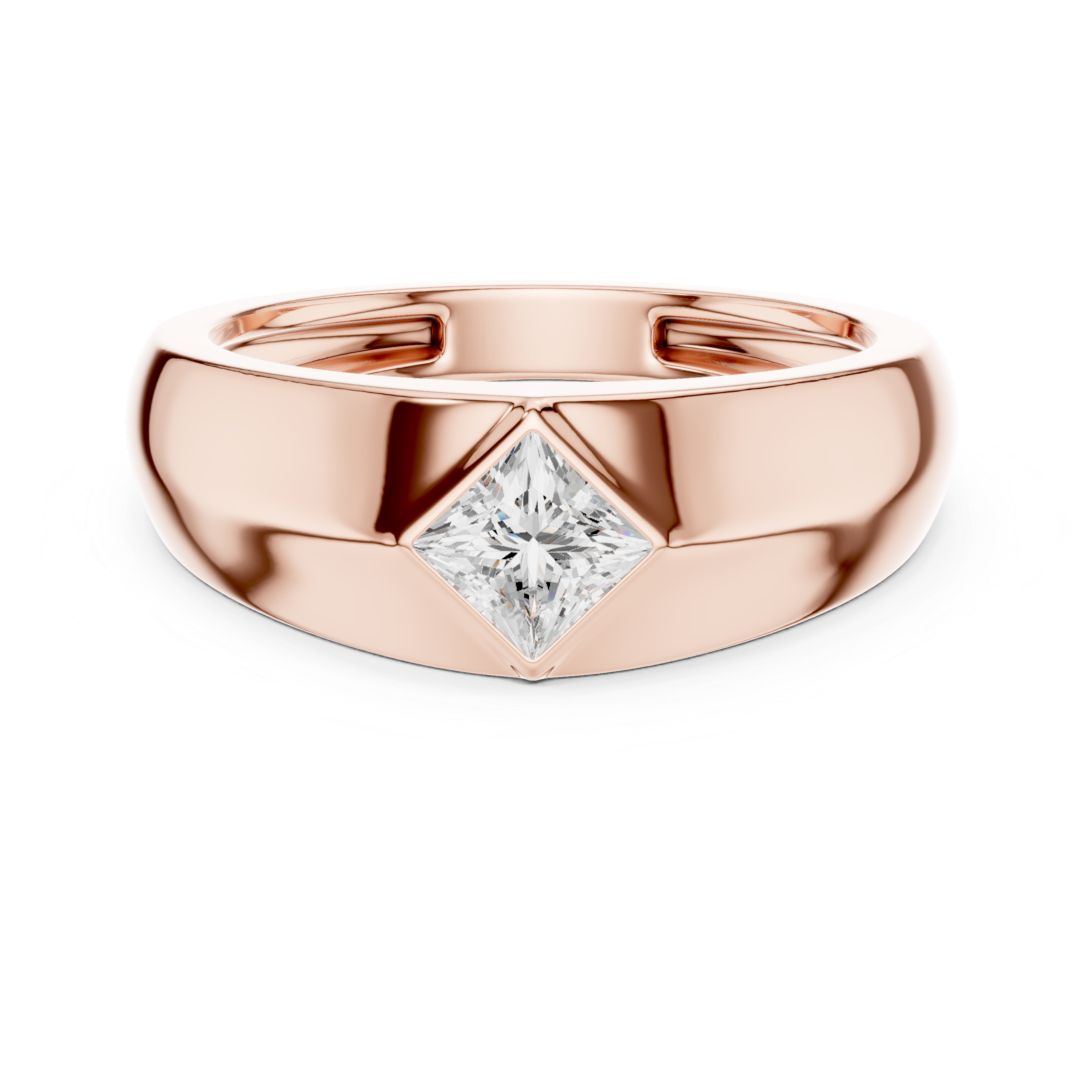 Modern Men's Ring with Princess Cut Center Stone