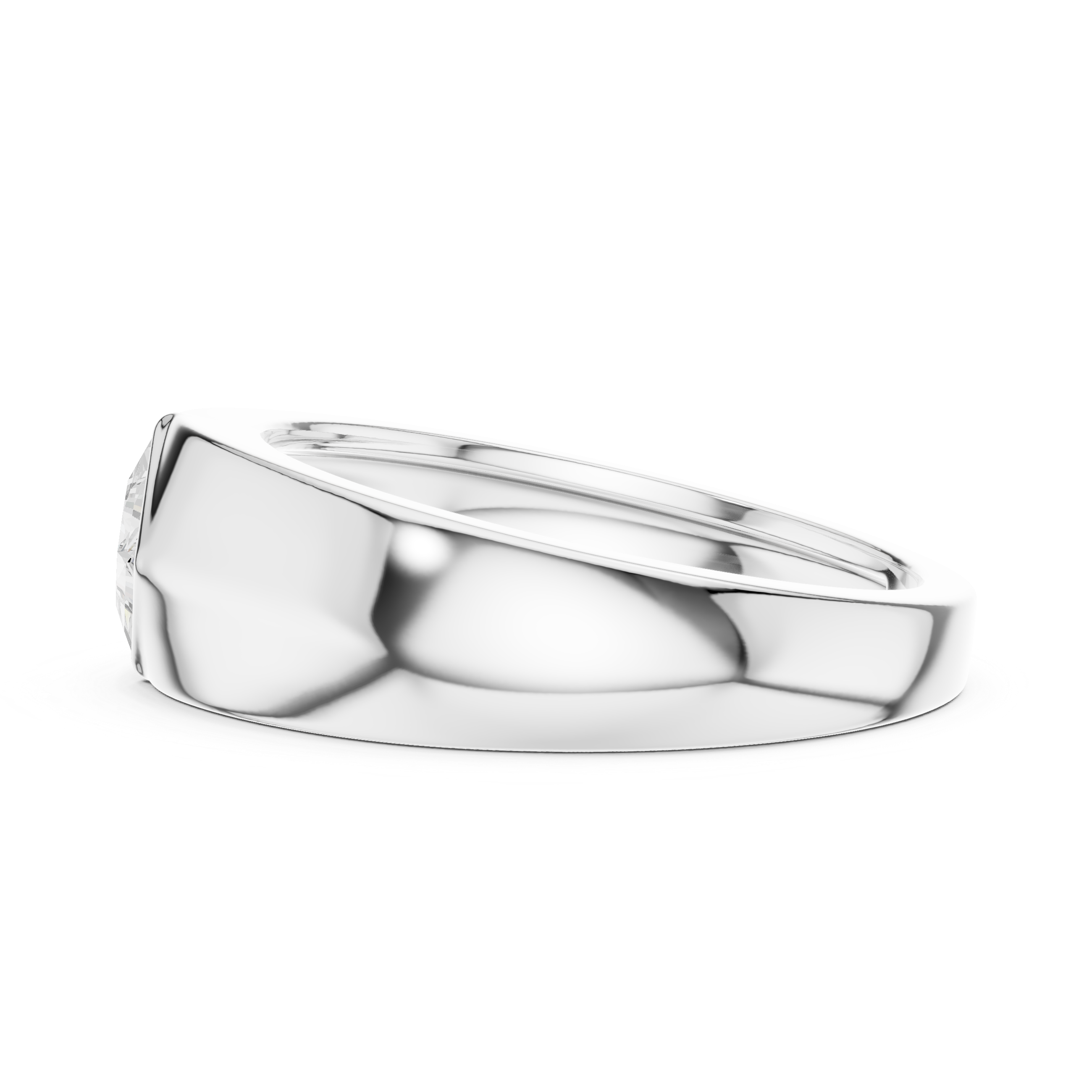 Modern Men's Ring with Princess Cut Center Stone