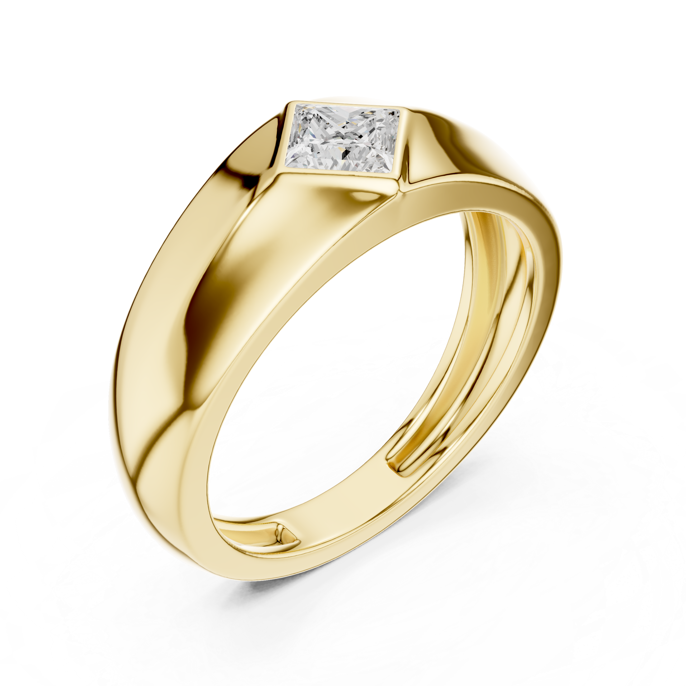 Modern Men's Ring with Princess Cut Center Stone