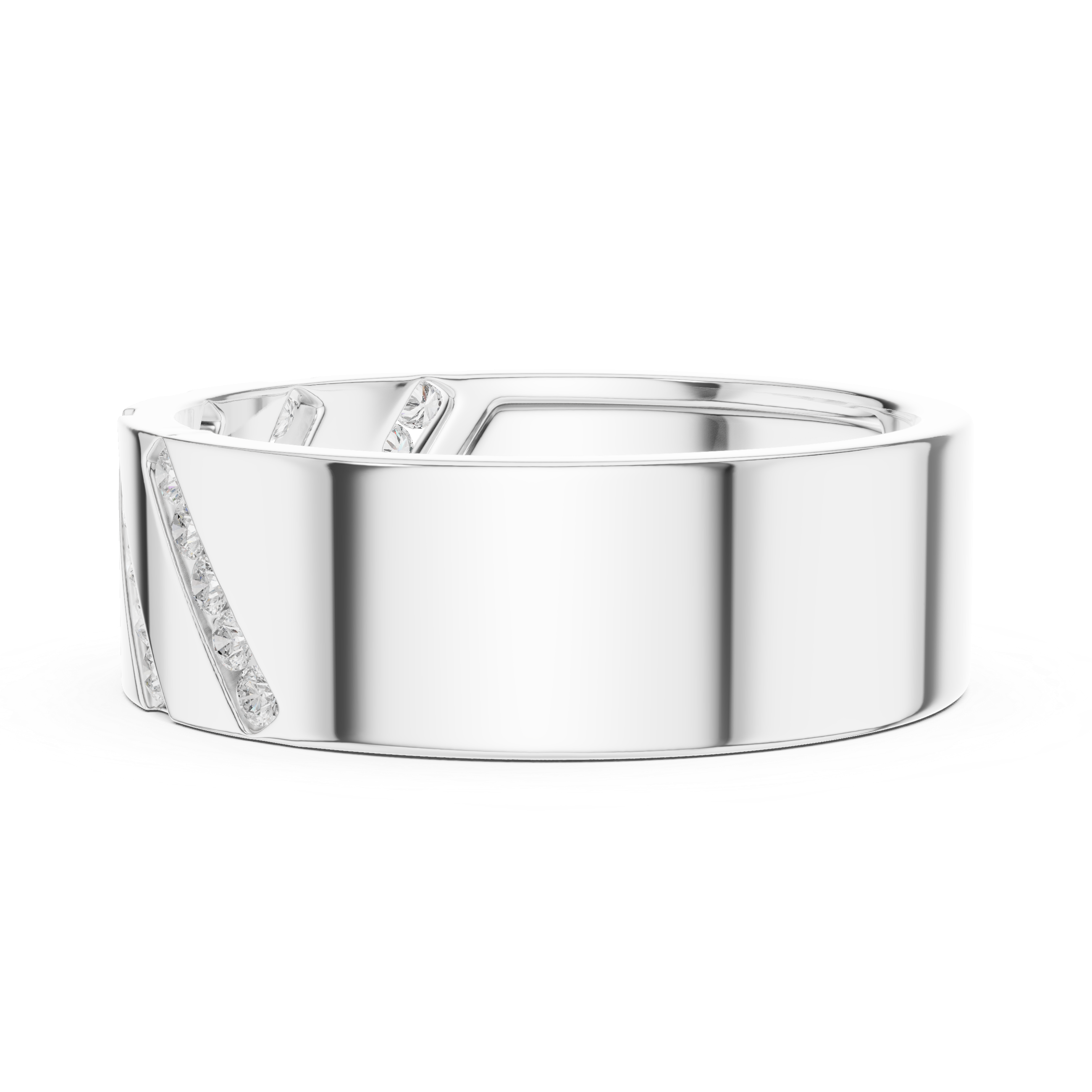 Diagonal Channel Diamond Band Ring