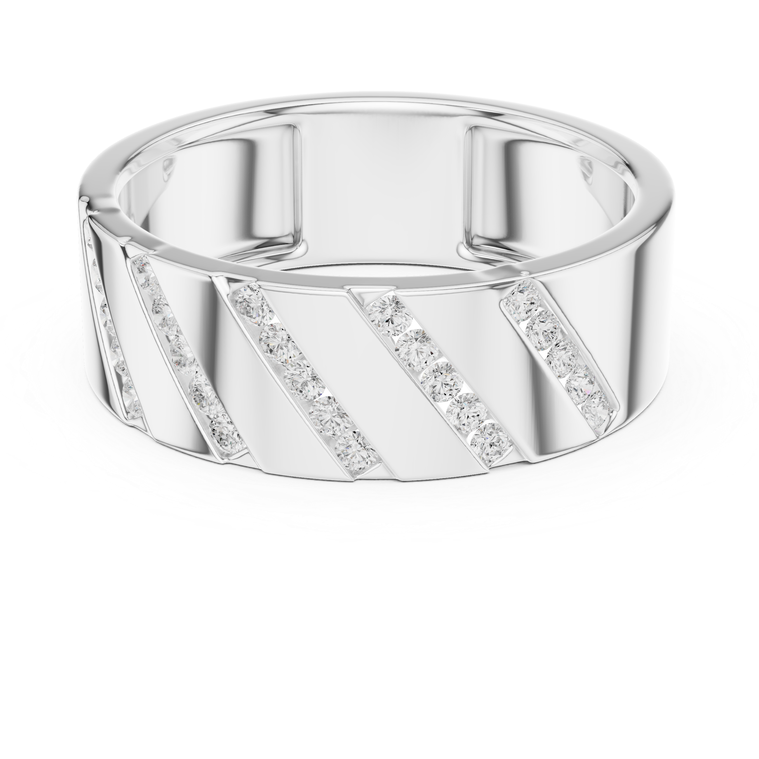 Diagonal Channel Diamond Band Ring