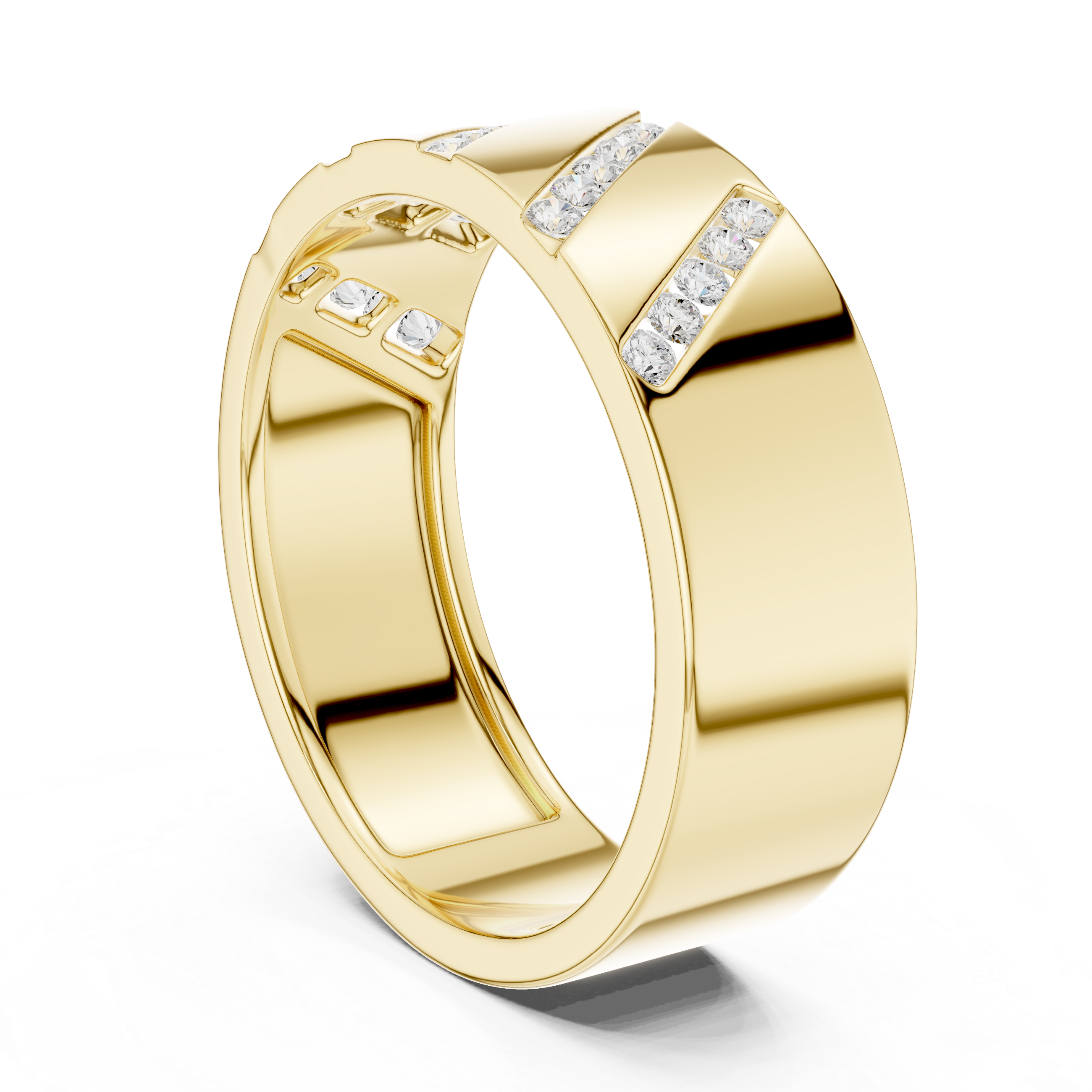 Diagonal Channel Diamond Band Ring