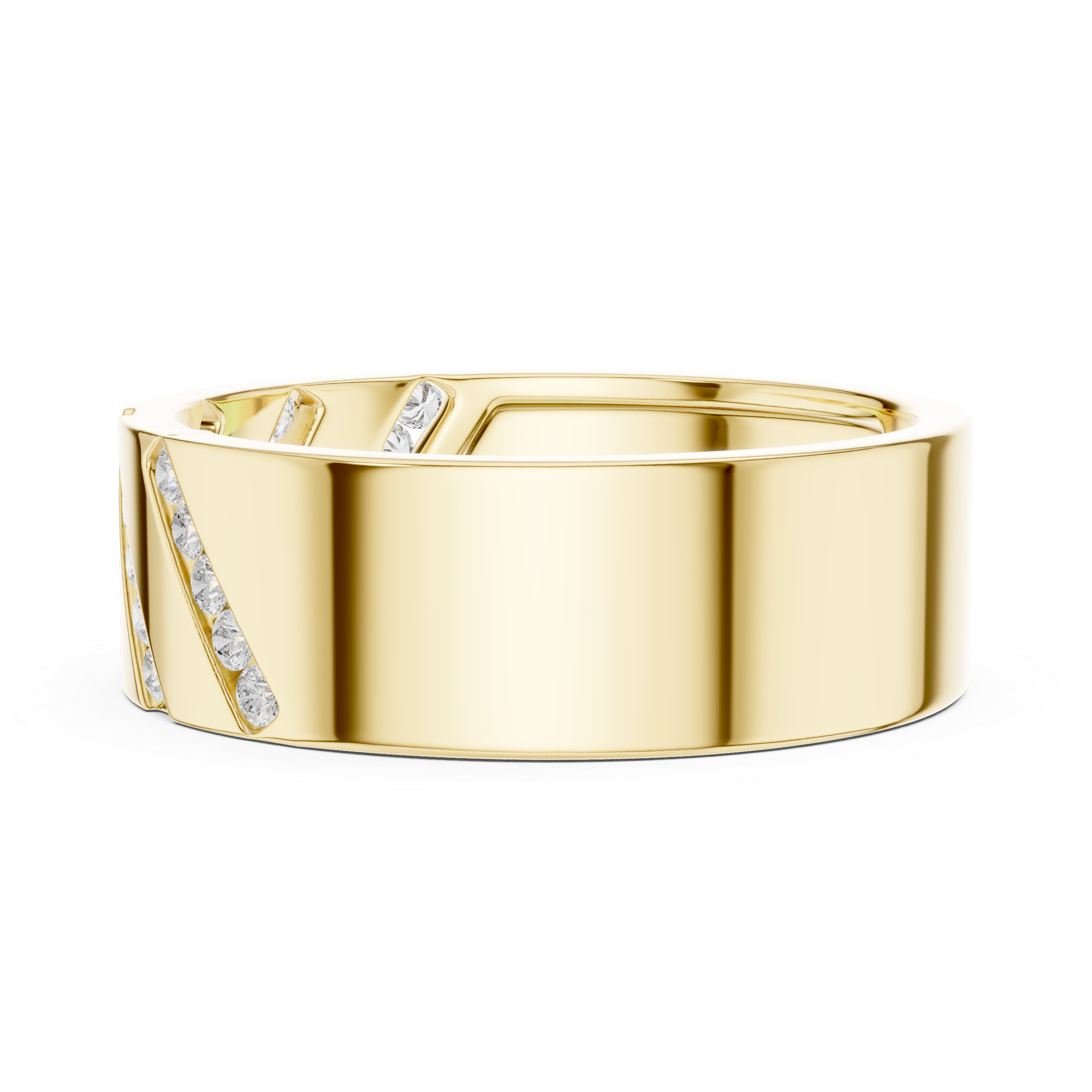 Diagonal Channel Diamond Band Ring