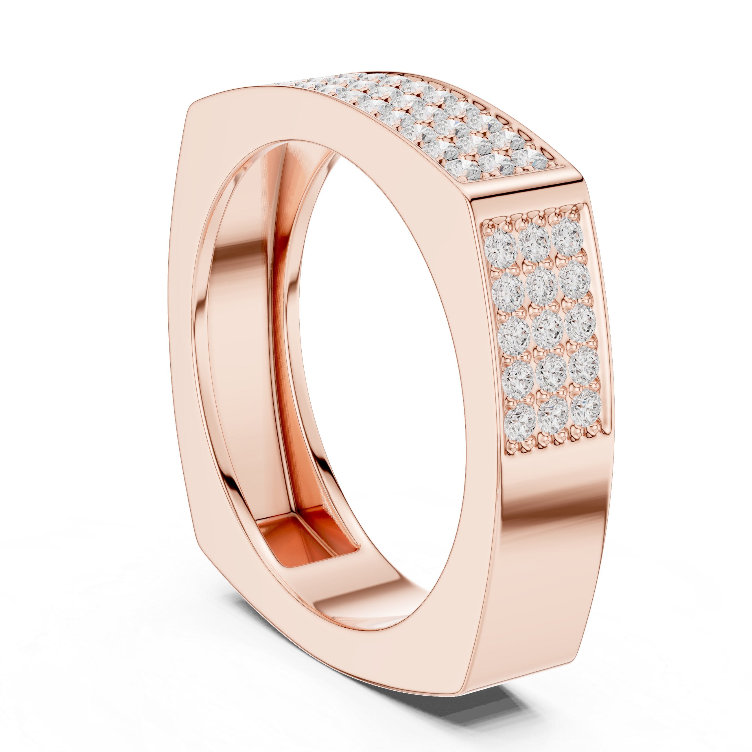 Pavé Diamond Rectangular Signet Ring
