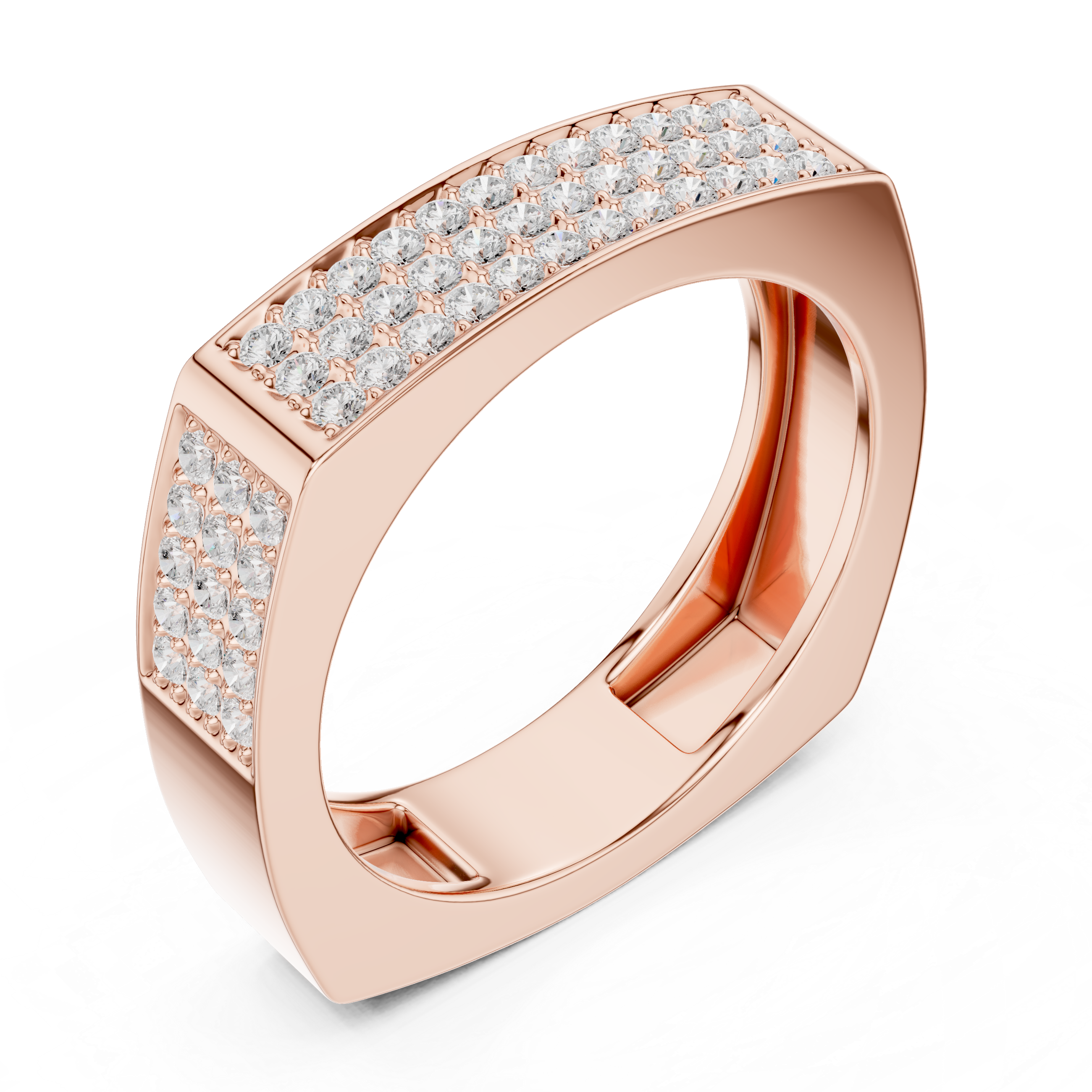 Pavé Diamond Rectangular Signet Ring