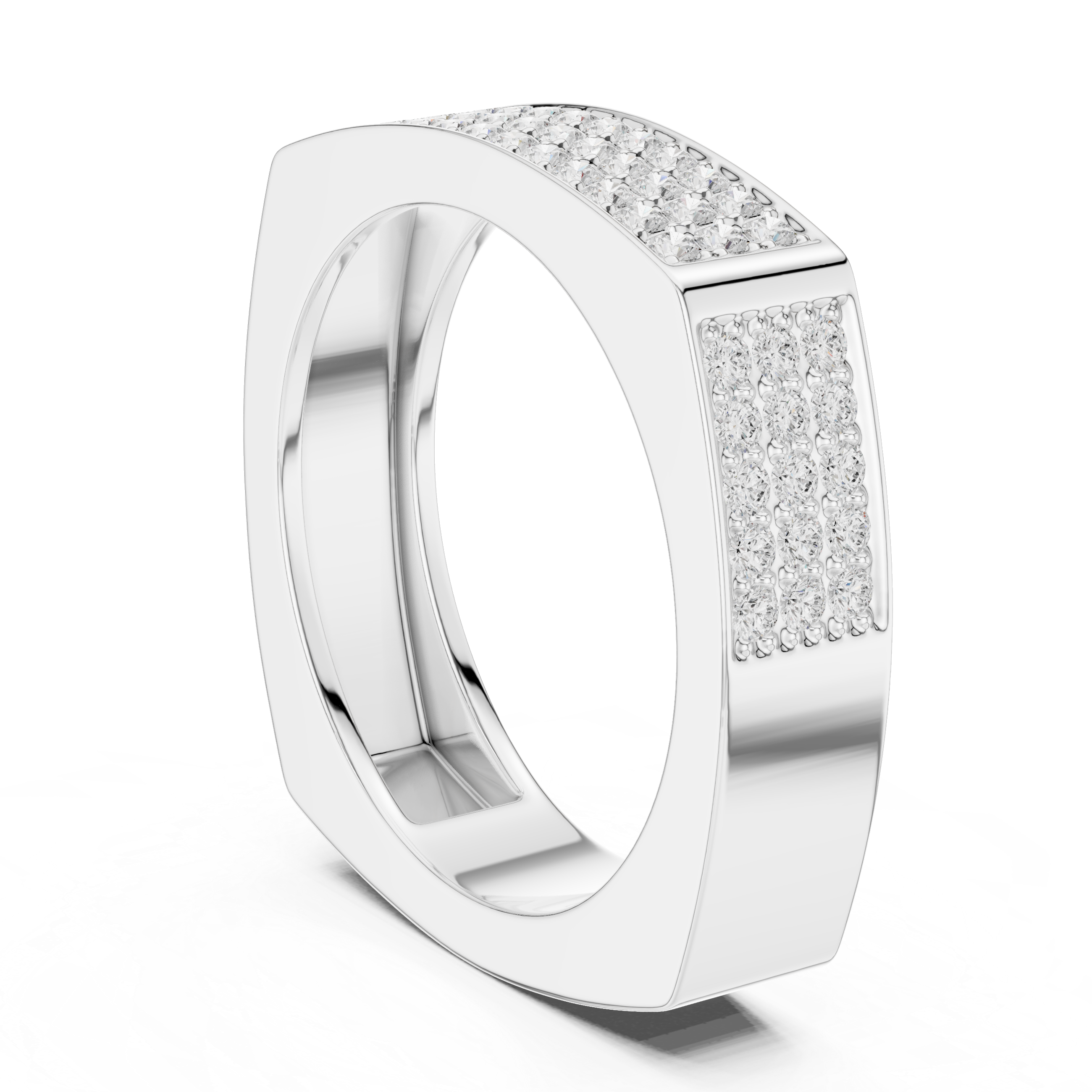 Pavé Diamond Rectangular Signet Ring