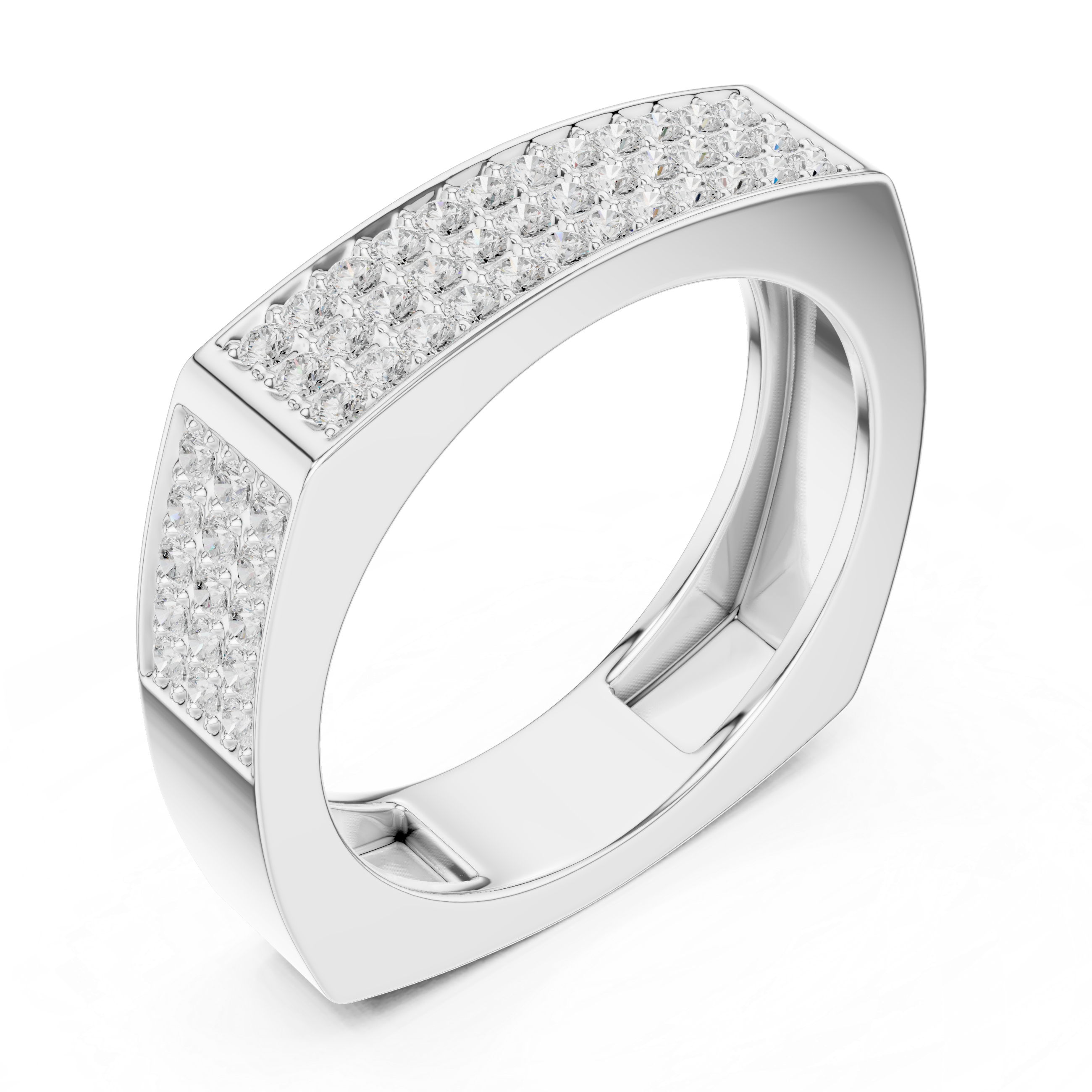 Pavé Diamond Rectangular Signet Ring