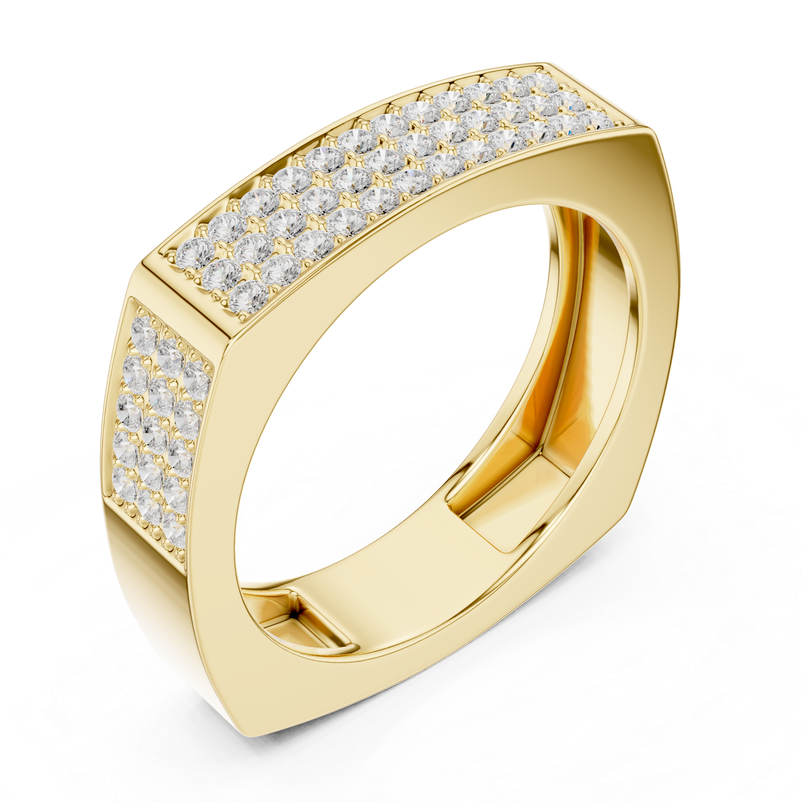 Pavé Diamond Rectangular Signet Ring