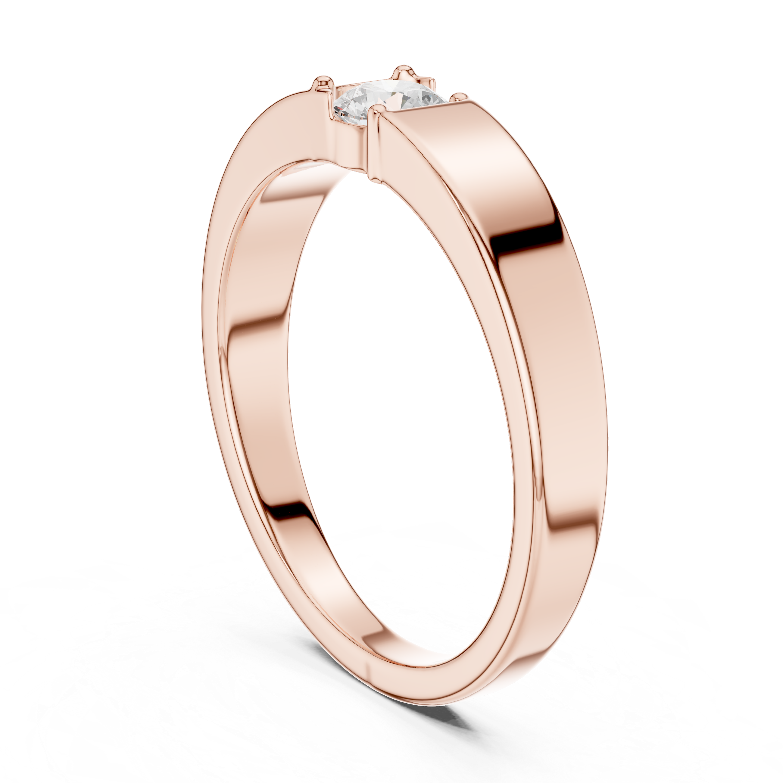 Minimal Solitaire Men’s Ring with Round Center Stone