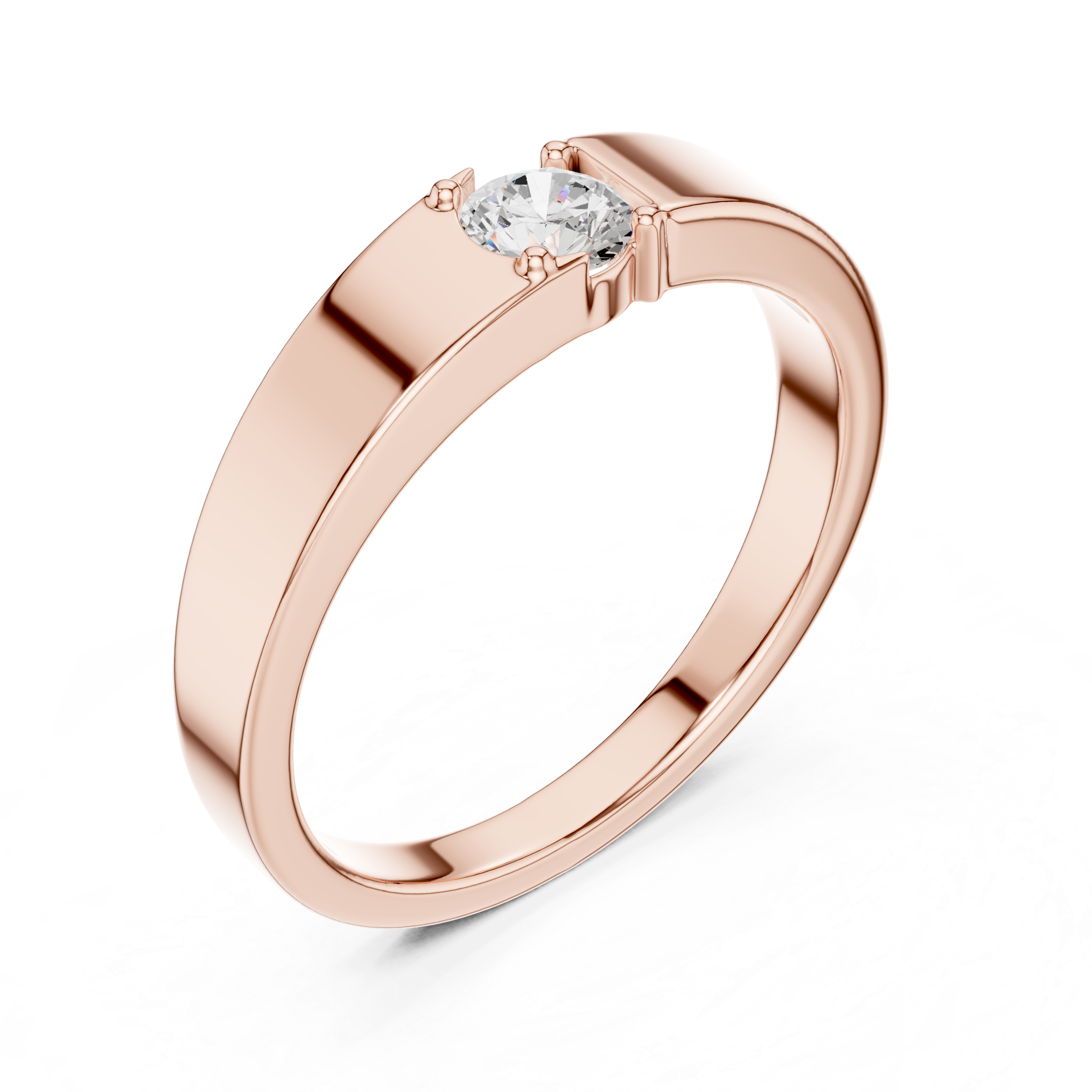Minimal Solitaire Men’s Ring with Round Center Stone