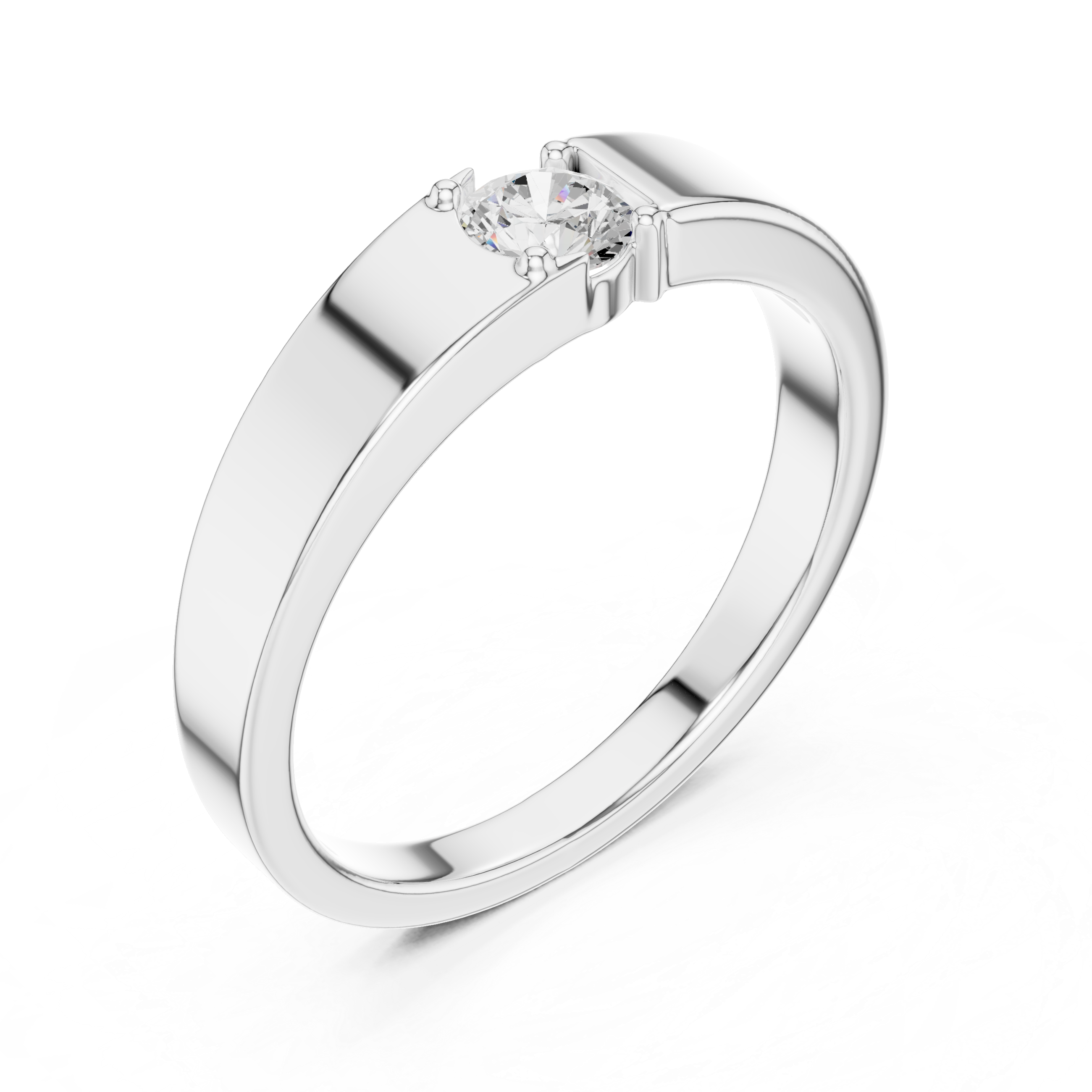 Minimal Solitaire Men’s Ring with Round Center Stone