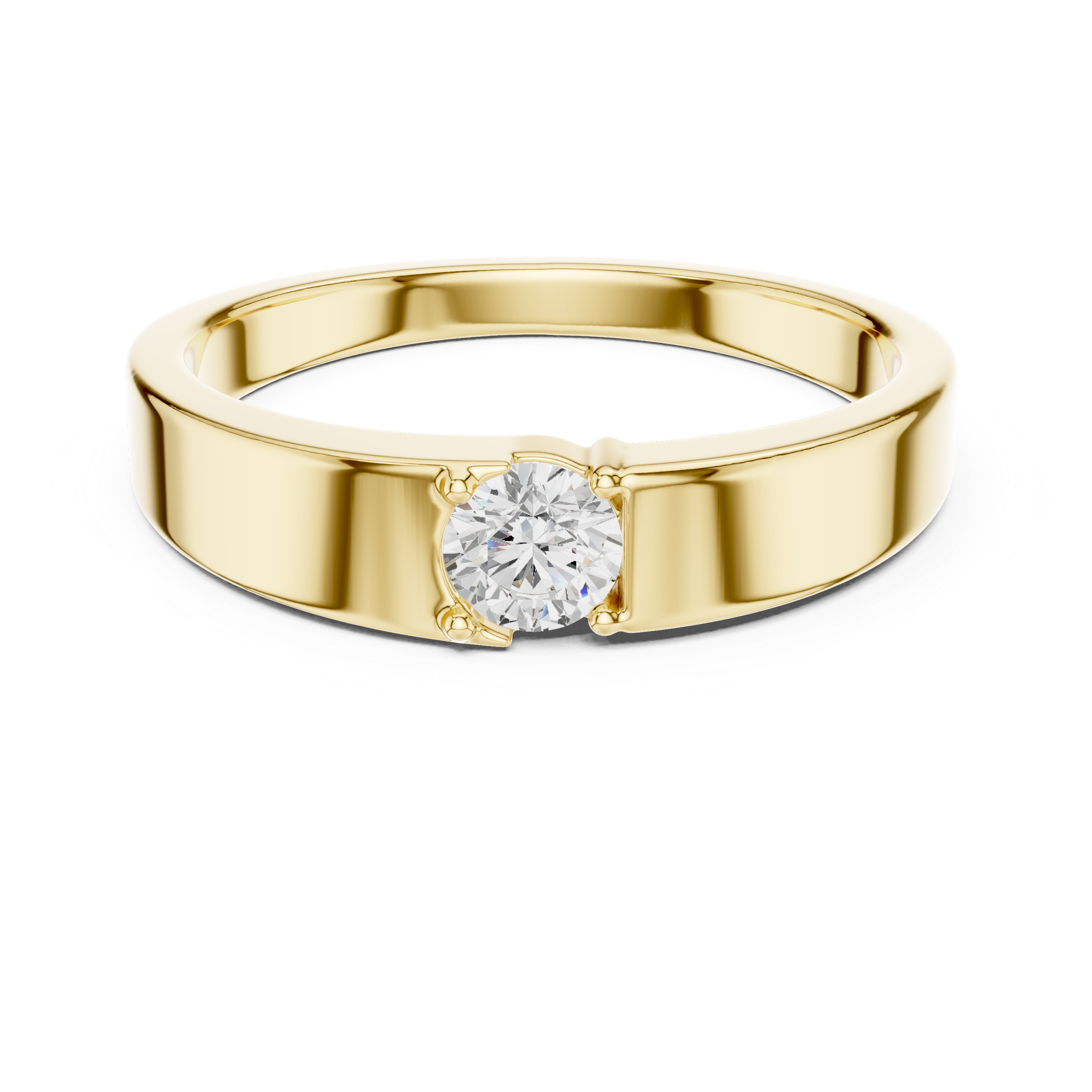 Minimal Solitaire Men’s Ring with Round Center Stone