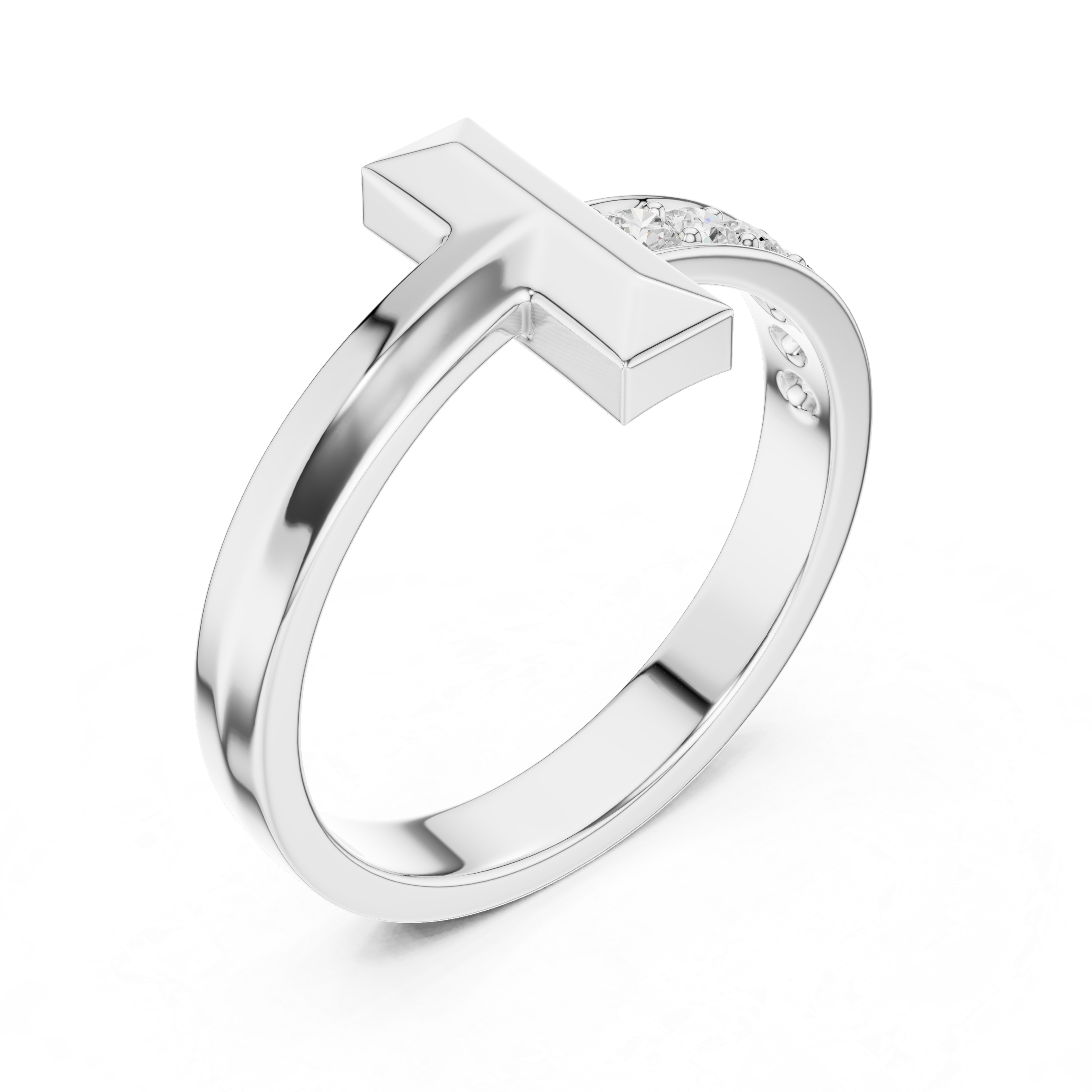 Men’s Cross Bar Diamond Accent Ring in Gold