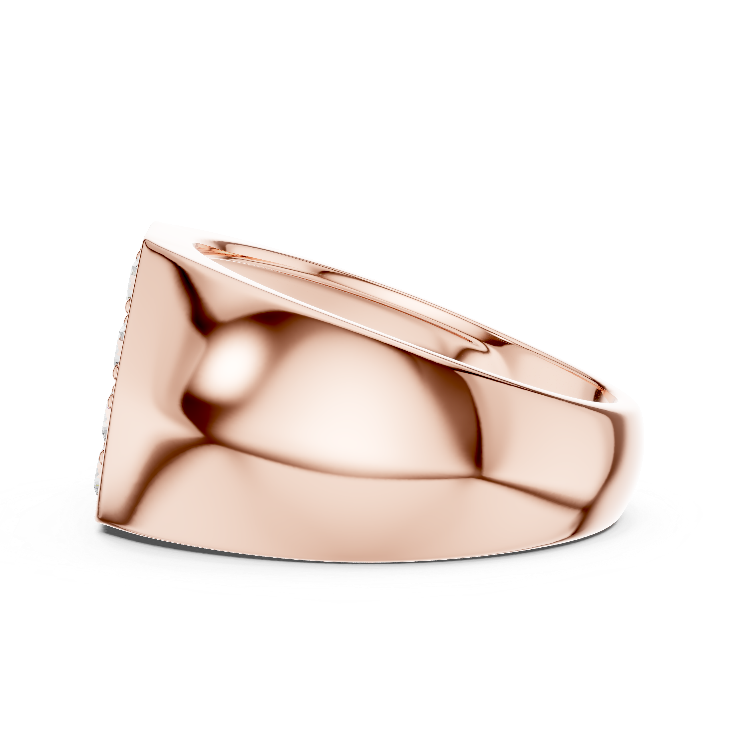 Round Diamond Cluster Signet Ring with Pavé Setting
