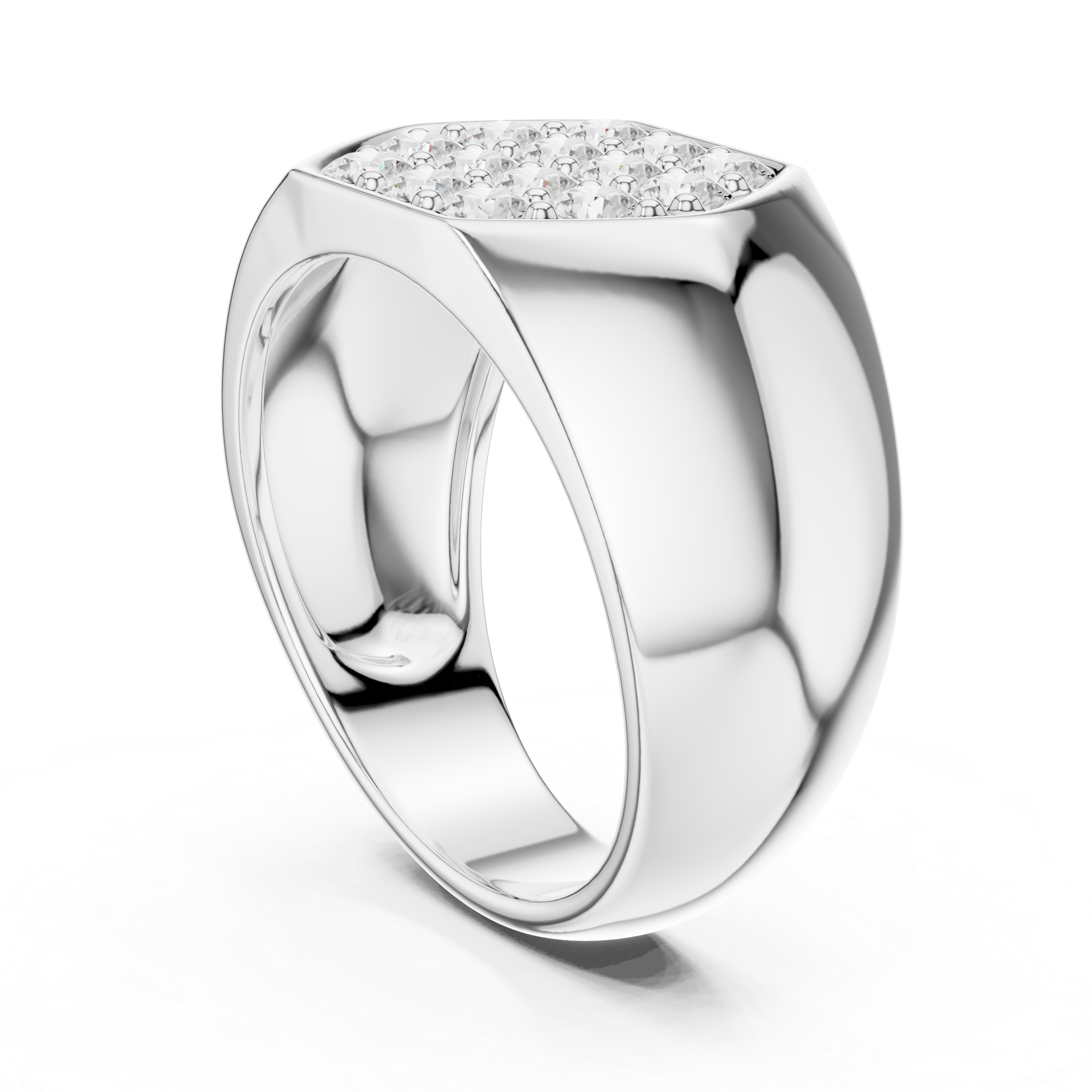 Luxury Hexagon Diamond Signet Ring for Men – Pavé Round Diamond Gold Pinky Ring