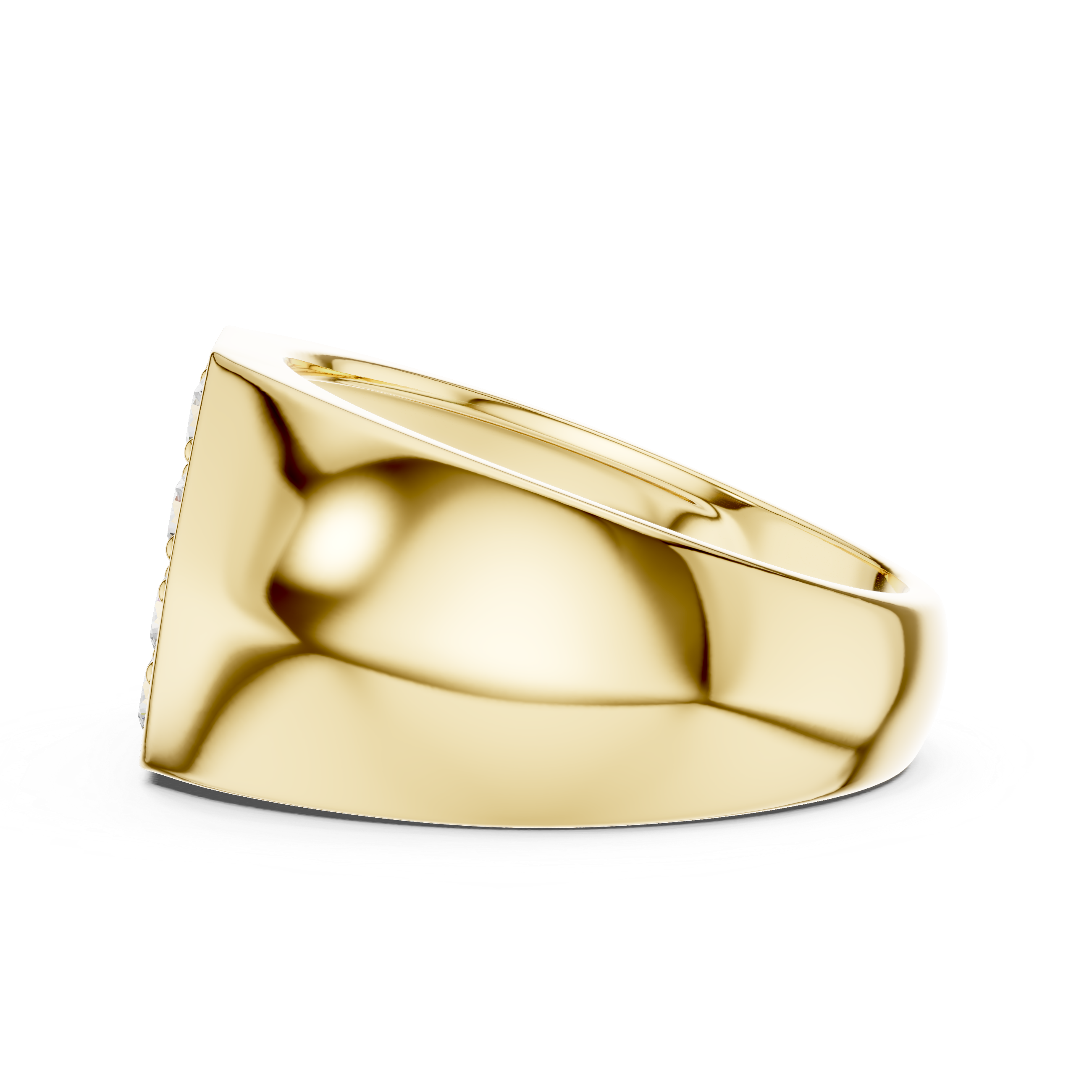 Round Diamond Cluster Signet Ring with Pavé Setting