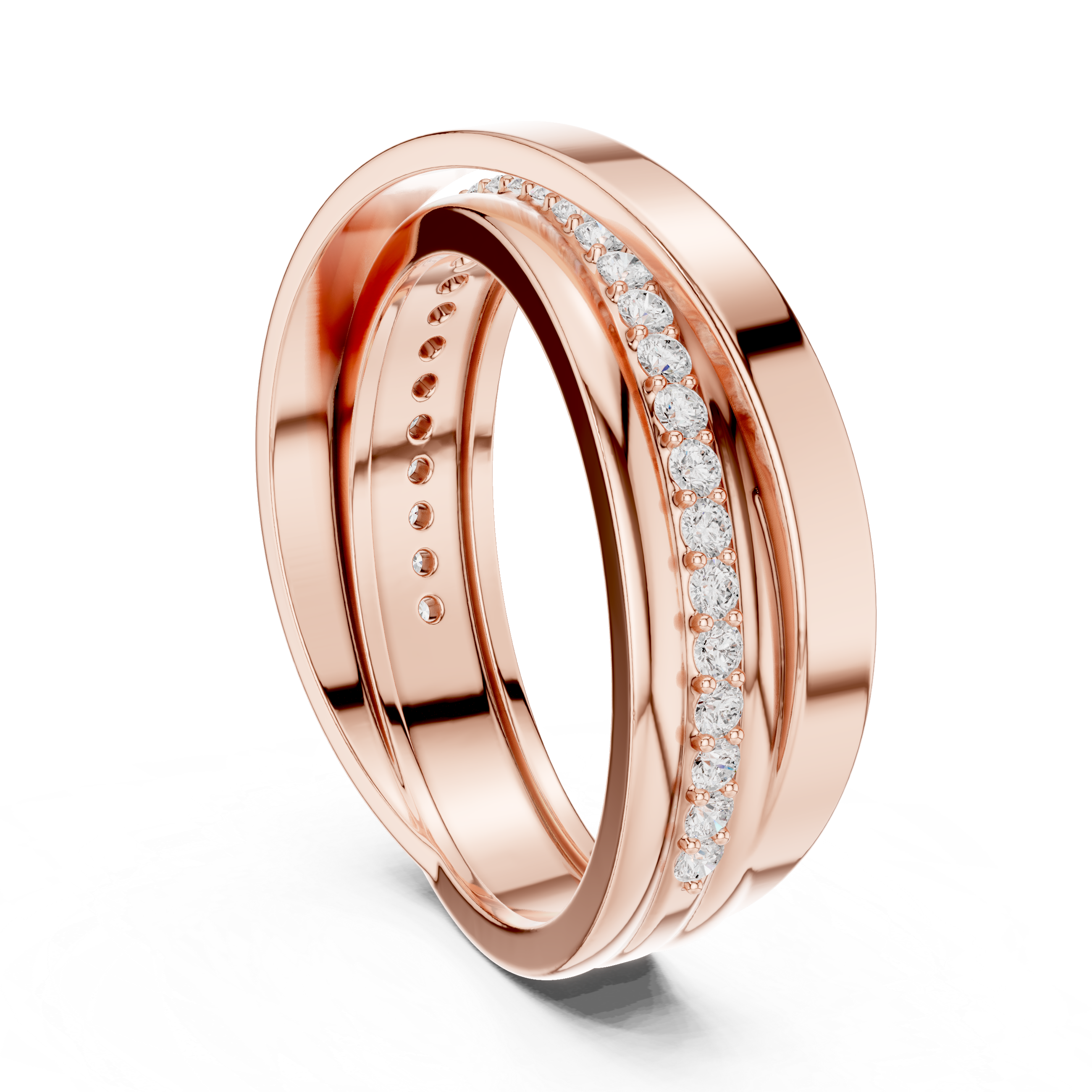 Cross-Over Pavé Diamond Band Ring