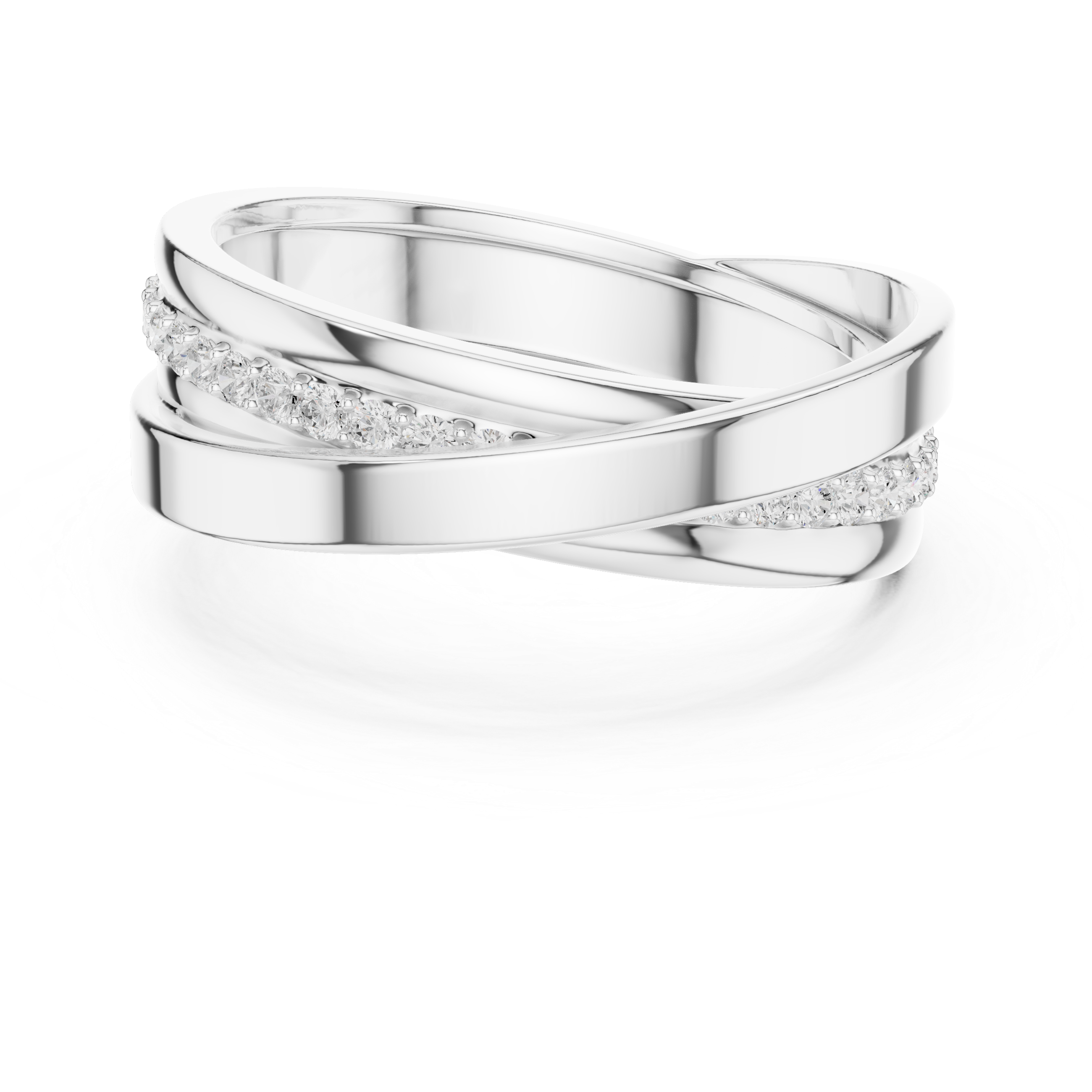 Cross-Over Pavé Diamond Band Ring