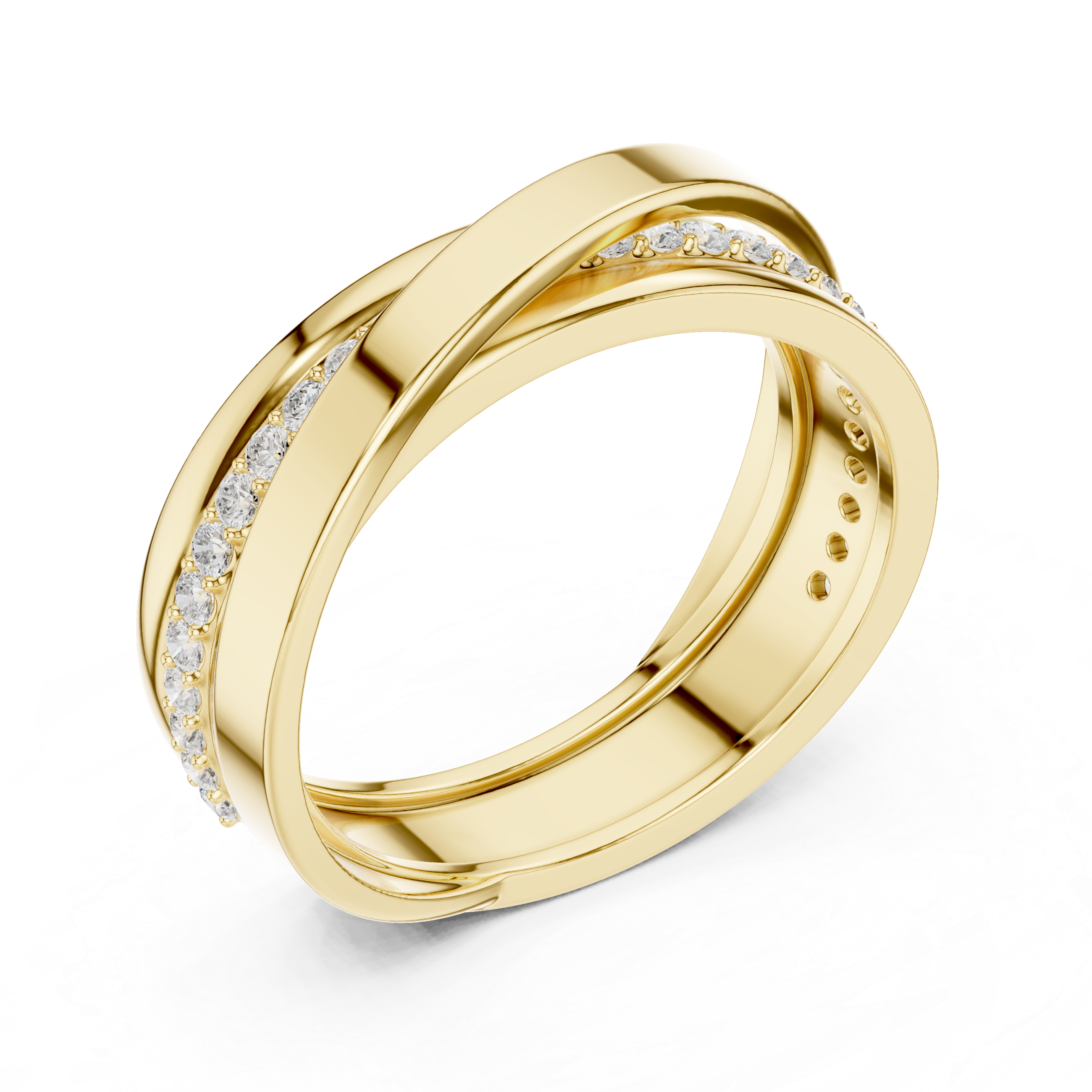 Cross-Over Pavé Diamond Band Ring