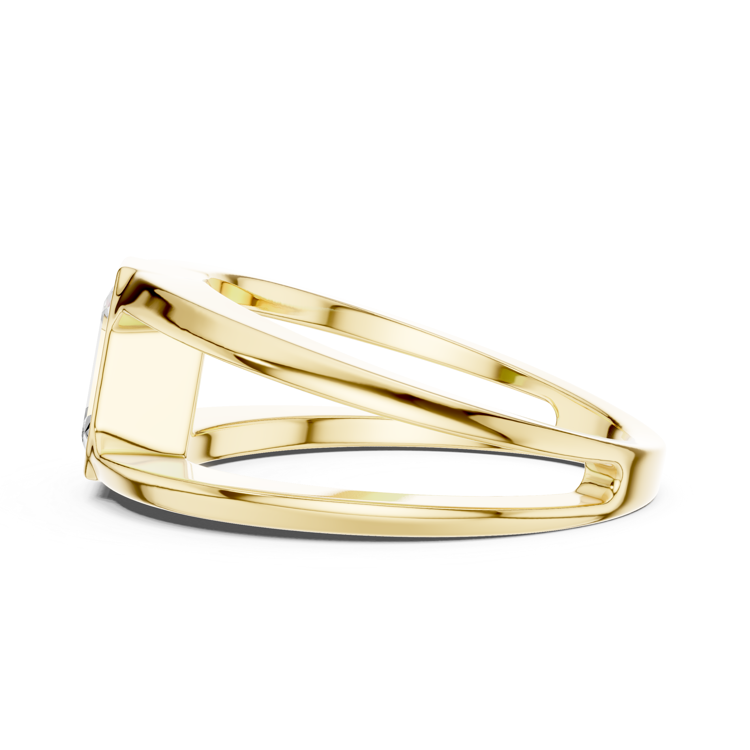 Emerald Cut Bezel Set Open Band Ring