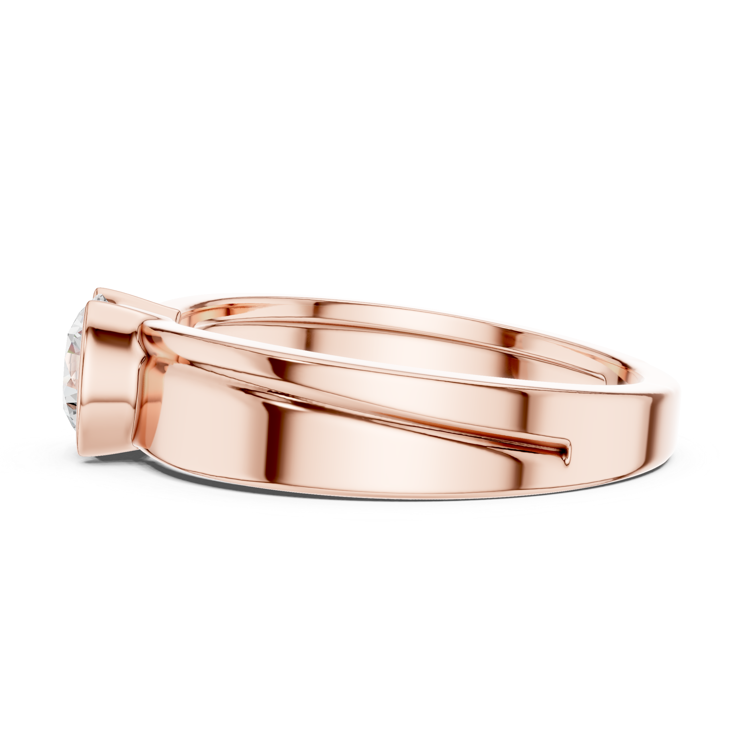 Round Cut Minimal Prong Set Men’s Ring with Split Band Detail