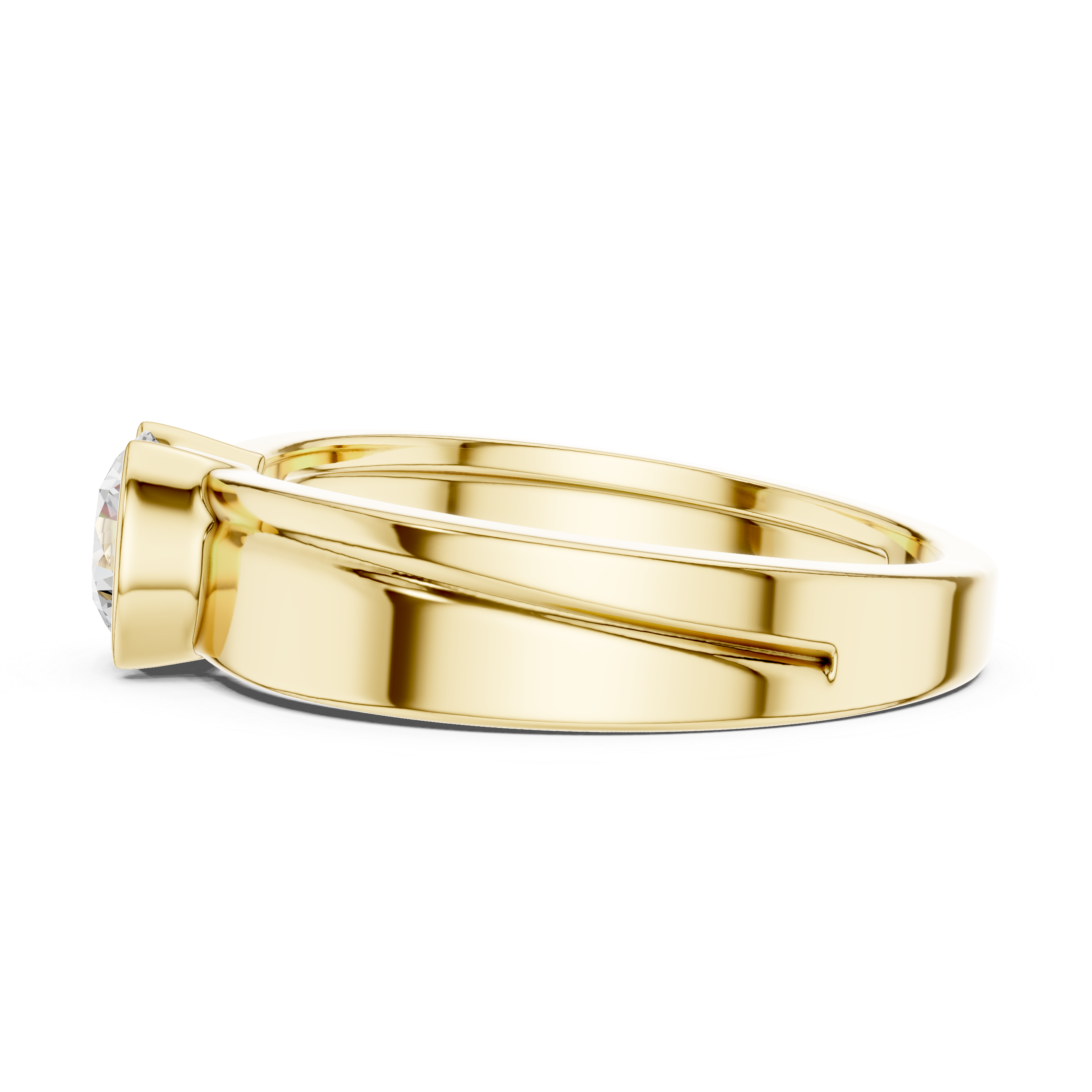 Round Cut Minimal Prong Set Men’s Ring with Split Band Detail