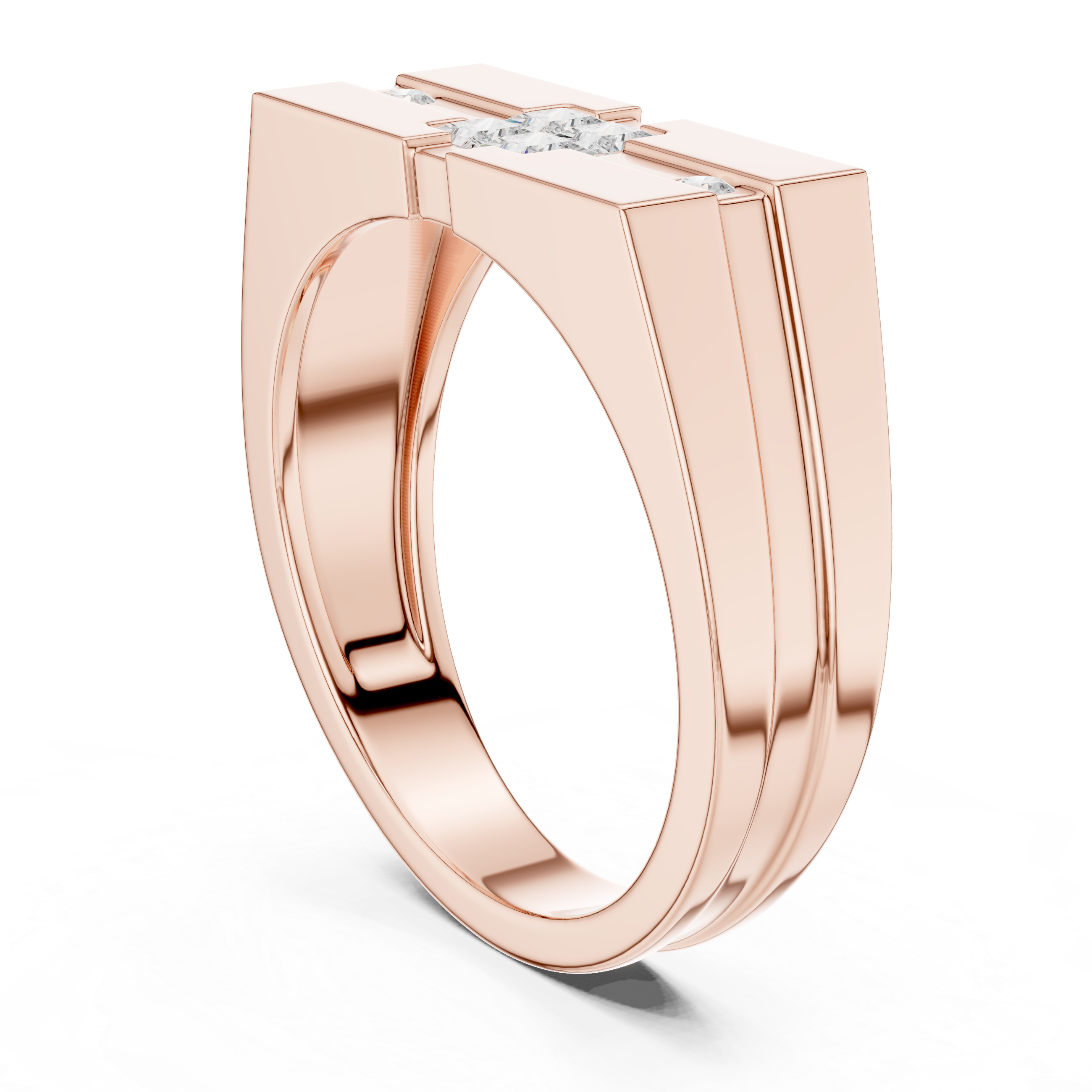 Princess Cut Stone Men's Ring – Geometric Modern Design