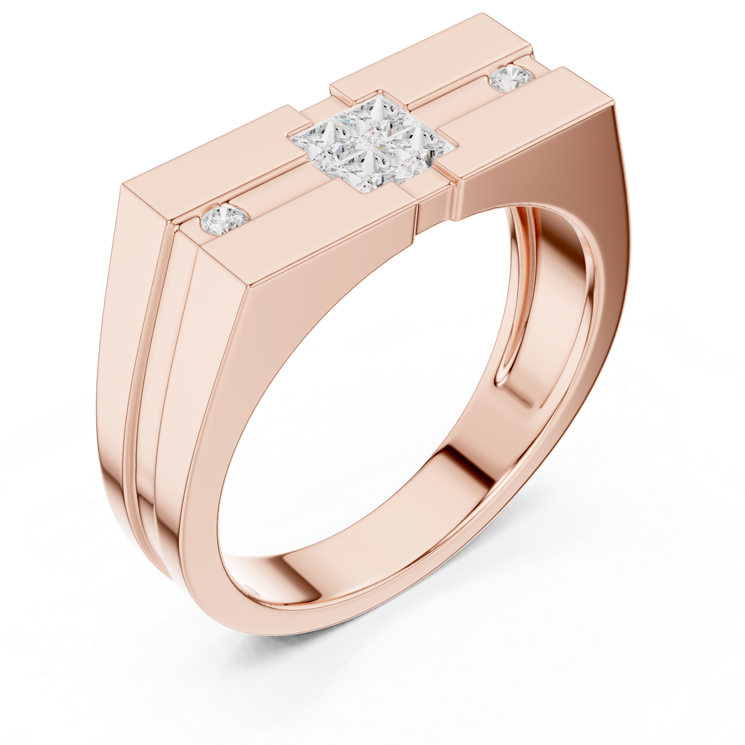 Princess Cut Stone Men's Ring – Geometric Modern Design
