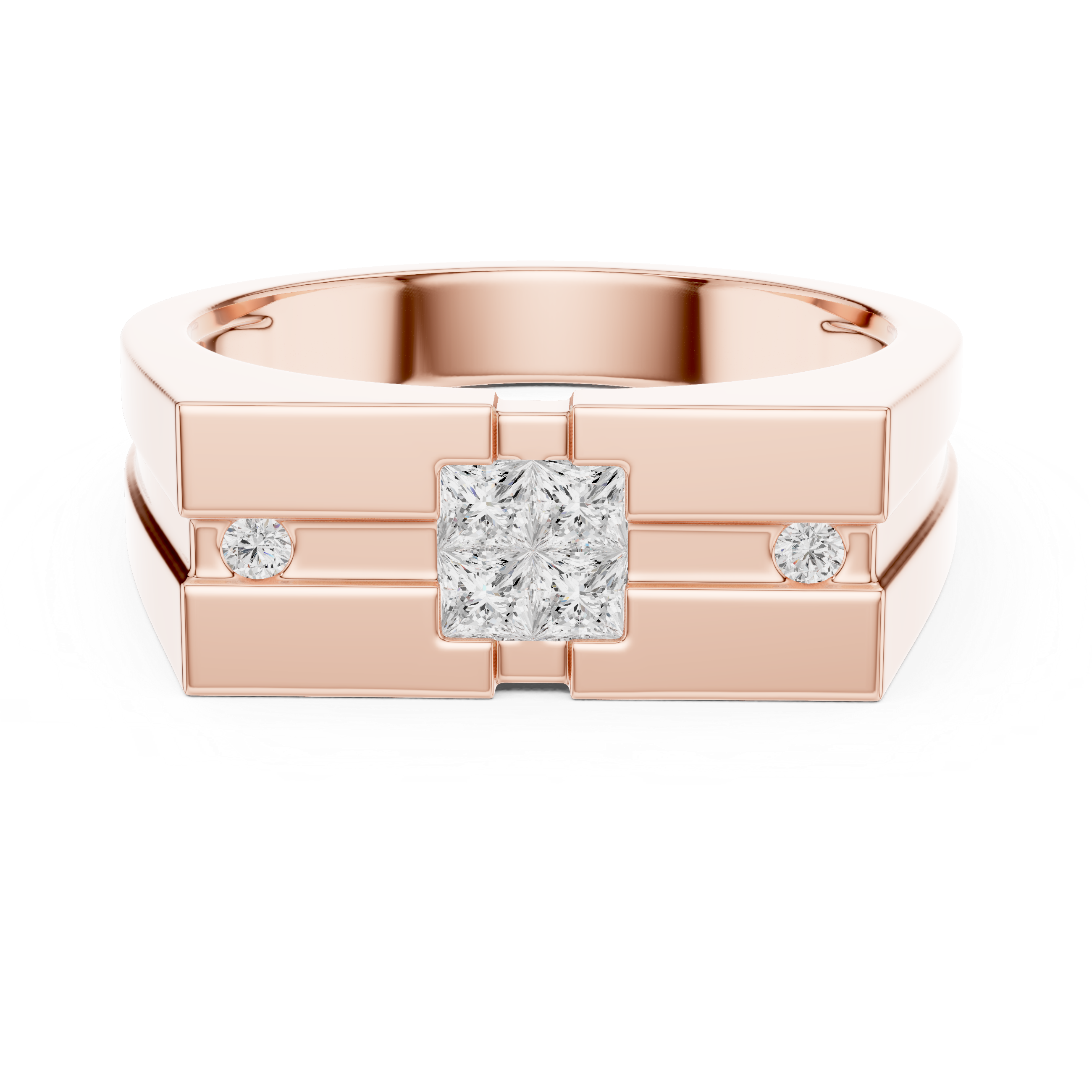 Princess Cut Stone Men's Ring – Geometric Modern Design