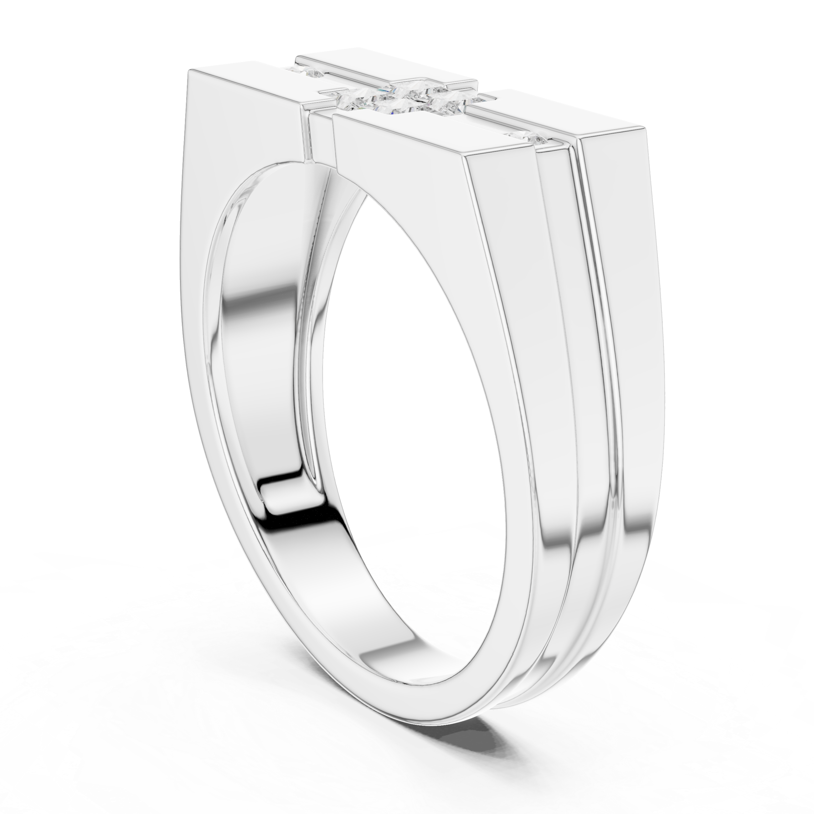 Princess Cut Stone Men's Ring – Geometric Modern Design