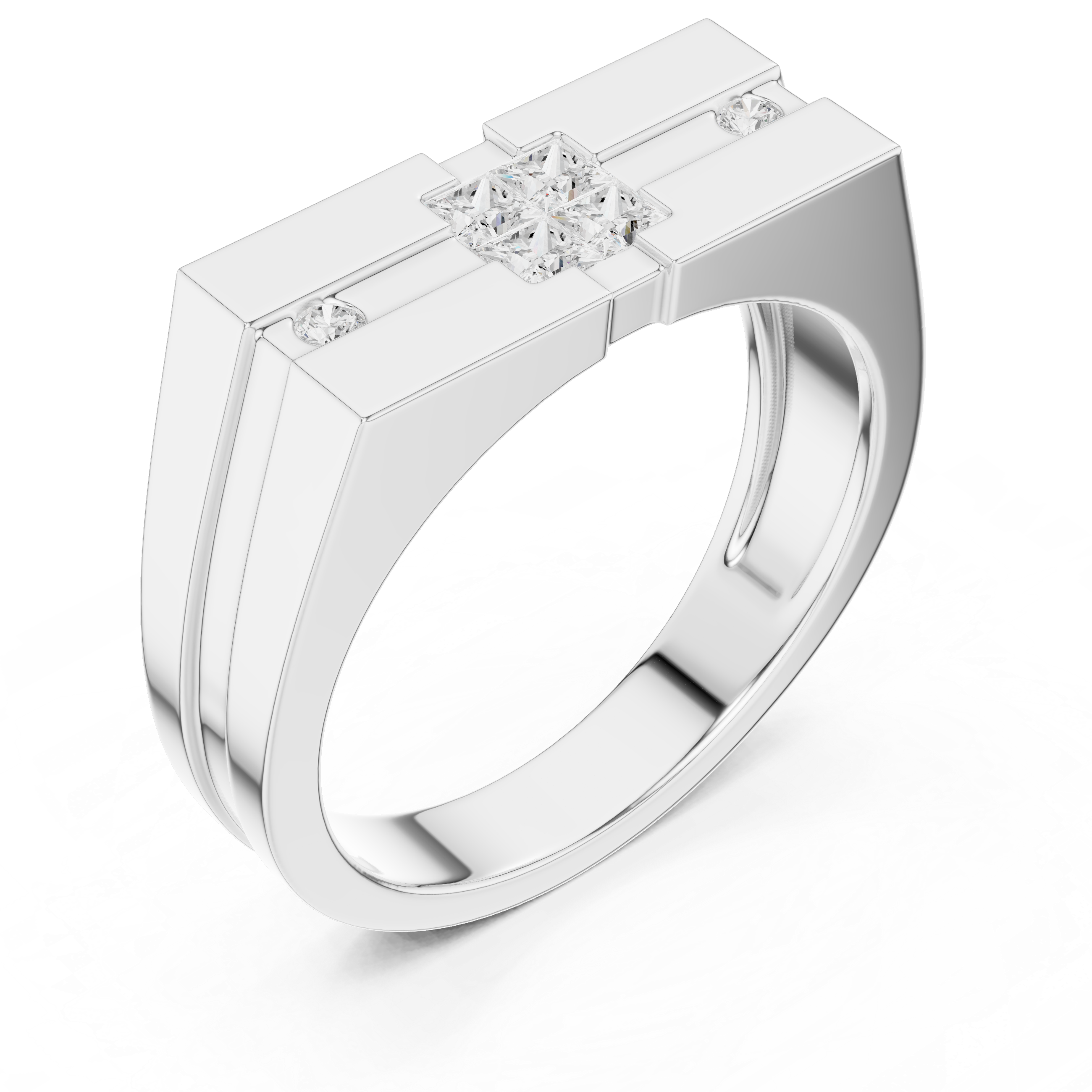 Princess Cut Stone Men's Ring – Geometric Modern Design