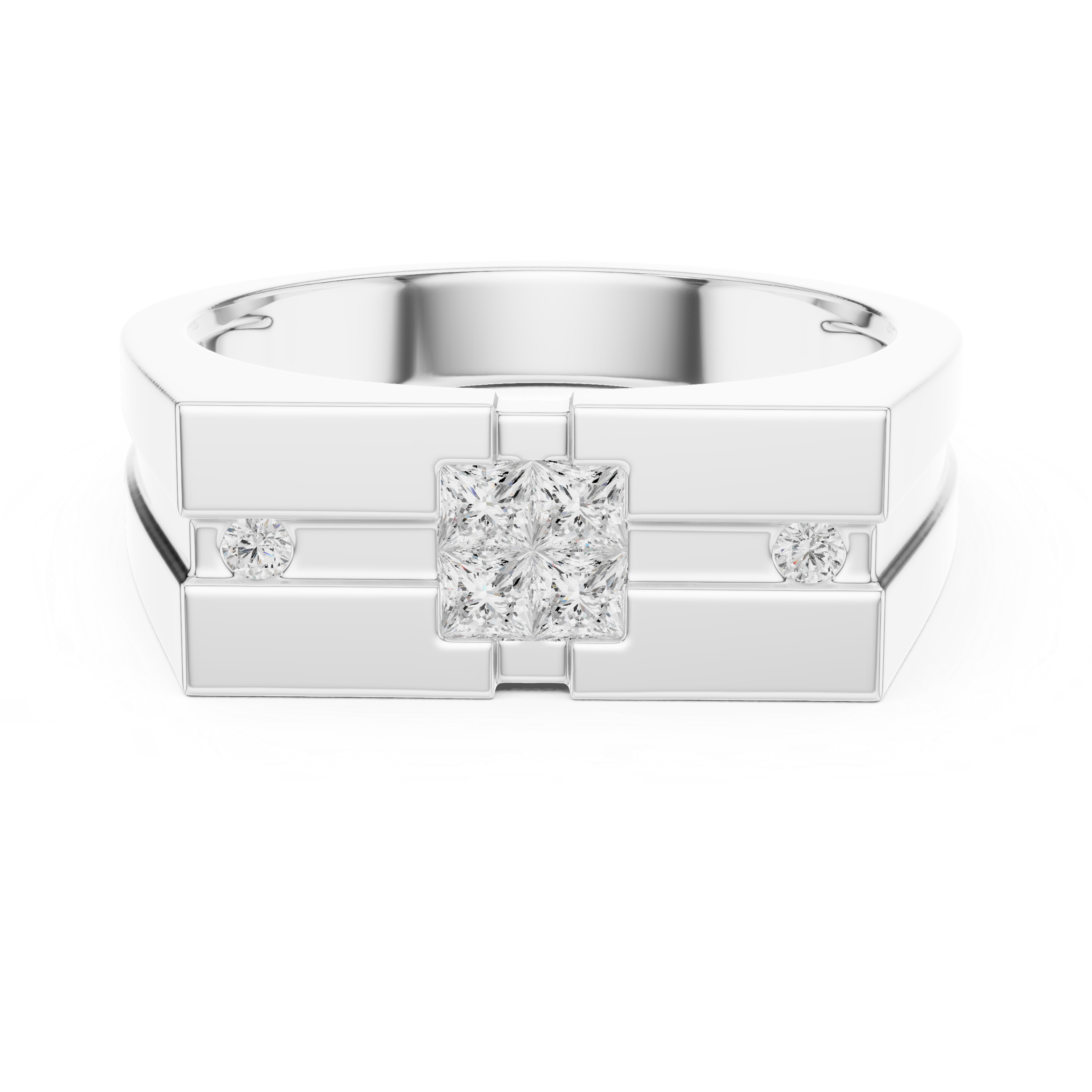 Princess Cut Stone Men's Ring – Geometric Modern Design