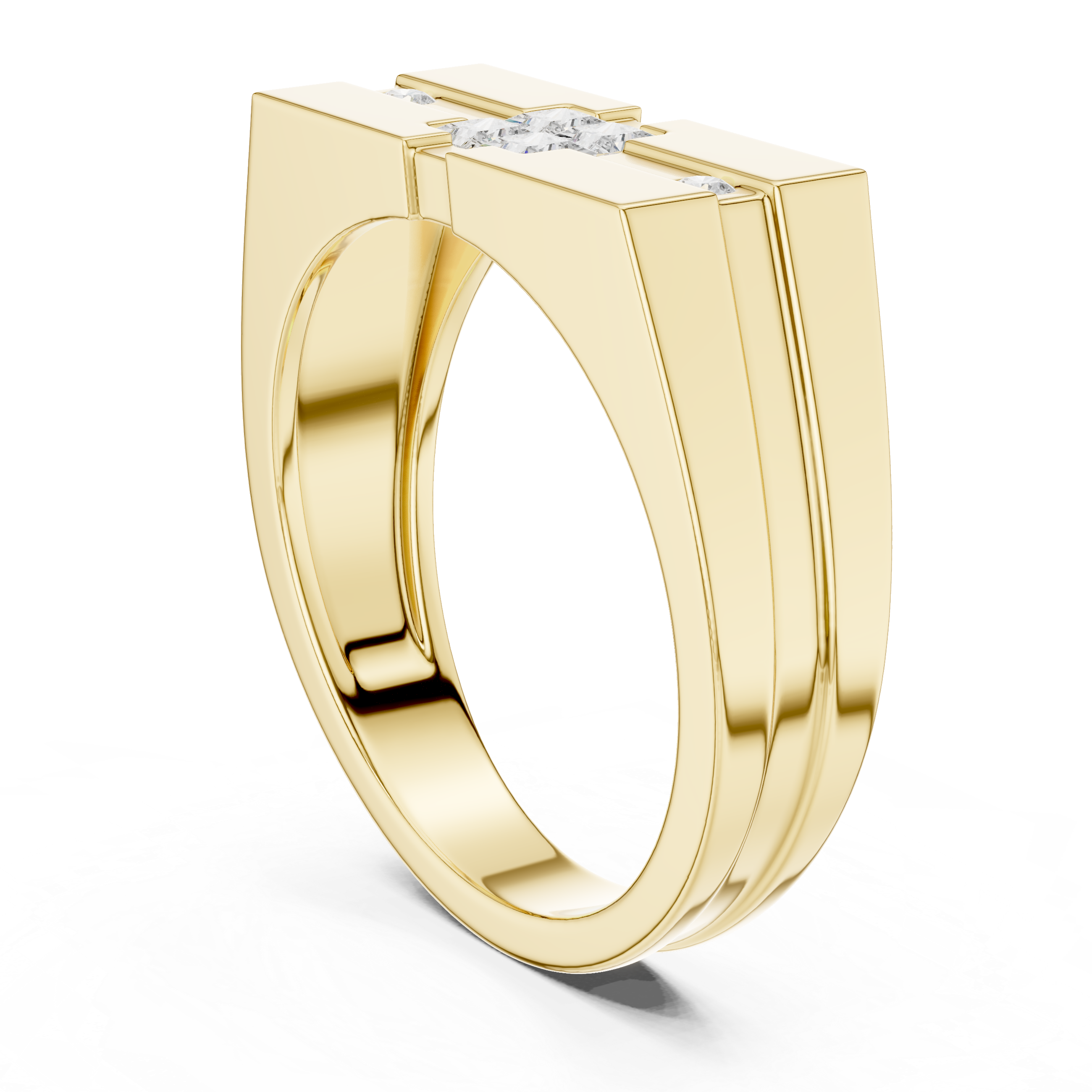 Princess Cut Stone Men's Ring – Geometric Modern Design