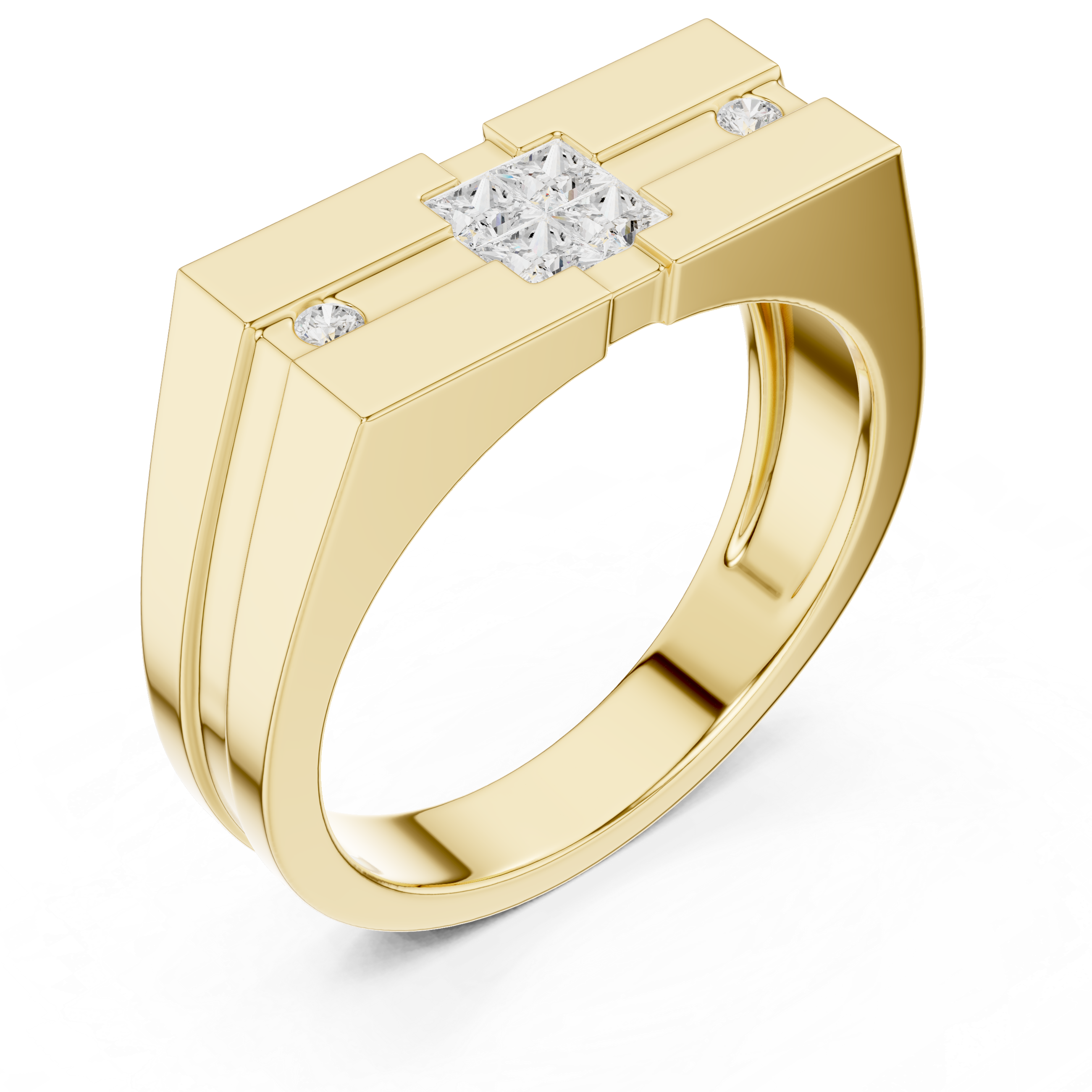 Princess Cut Stone Men's Ring – Geometric Modern Design