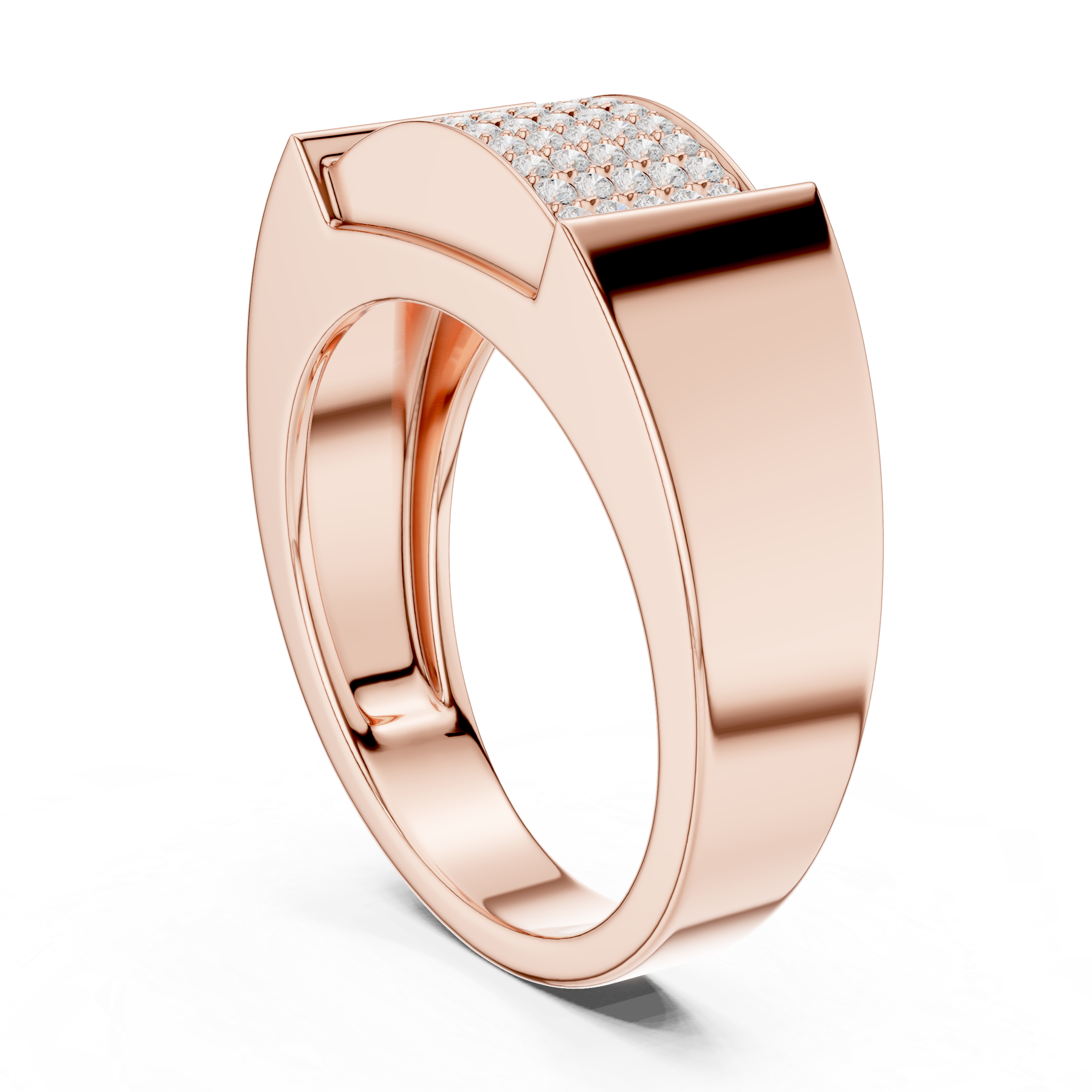 Men’s Pavé Diamond Ring – Wide Surface Bold Sparkle Design