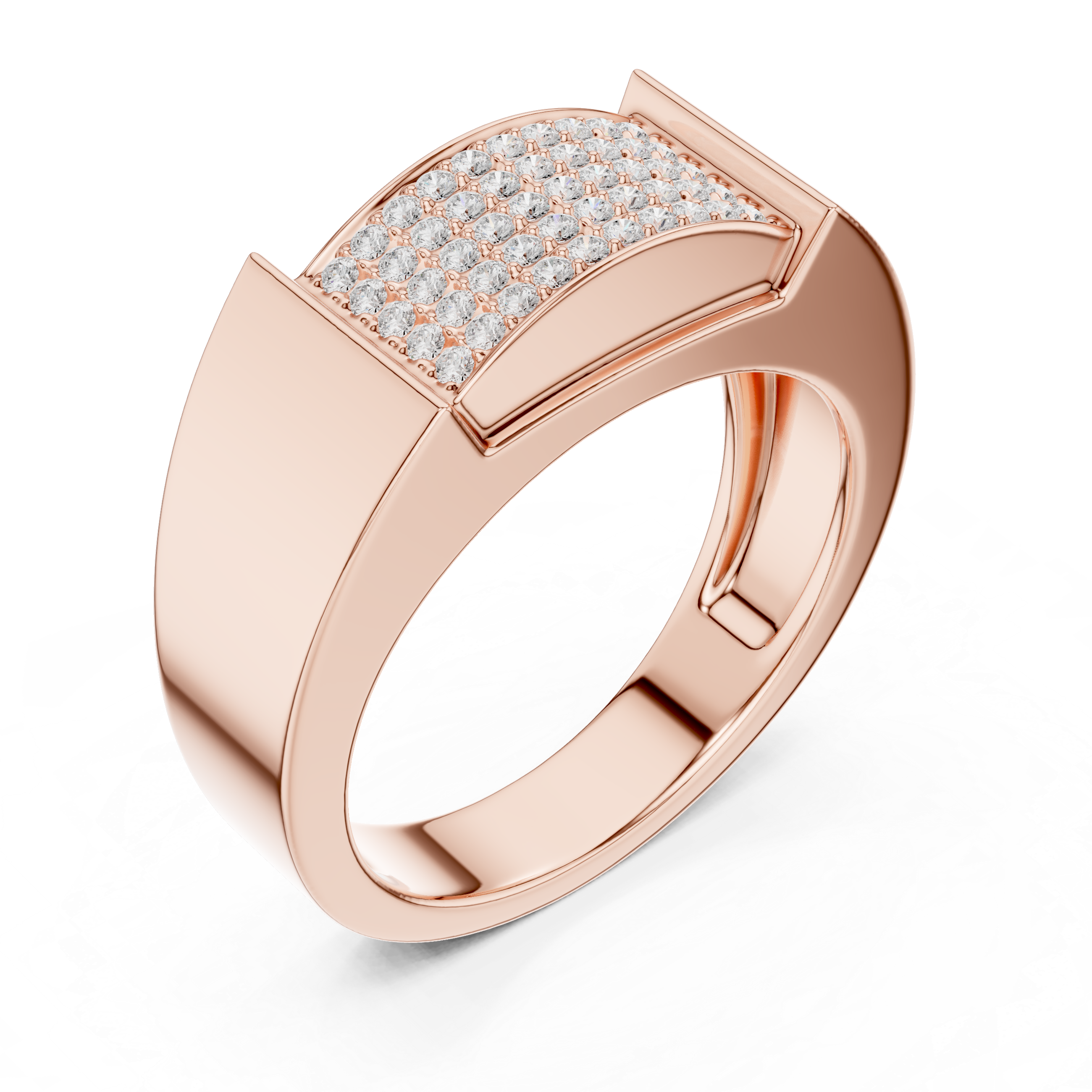 Men’s Pavé Diamond Ring – Wide Surface Bold Sparkle Design
