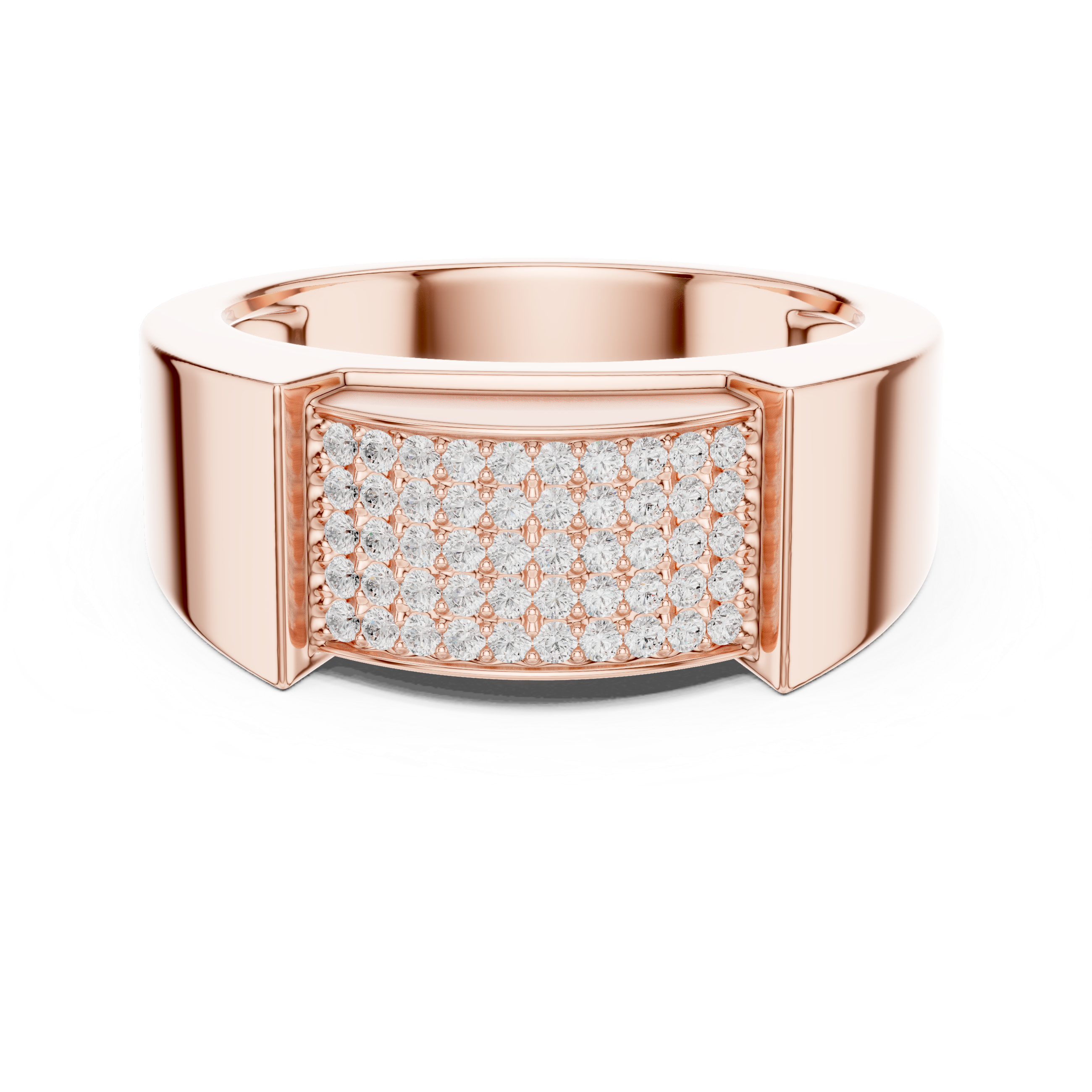 Men’s Pavé Diamond Ring – Wide Surface Bold Sparkle Design