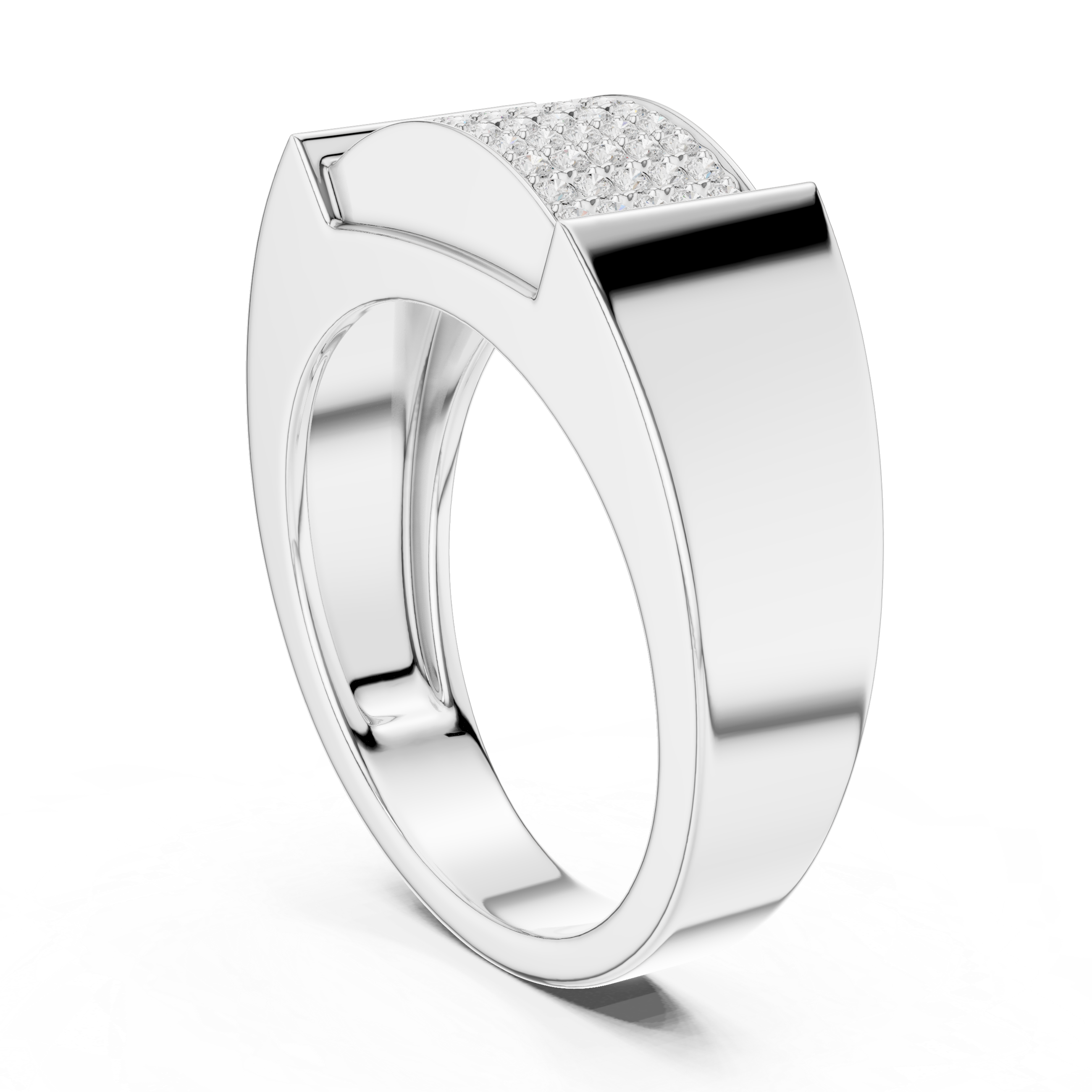 Men’s Pavé Diamond Ring – Wide Surface Bold Sparkle Design