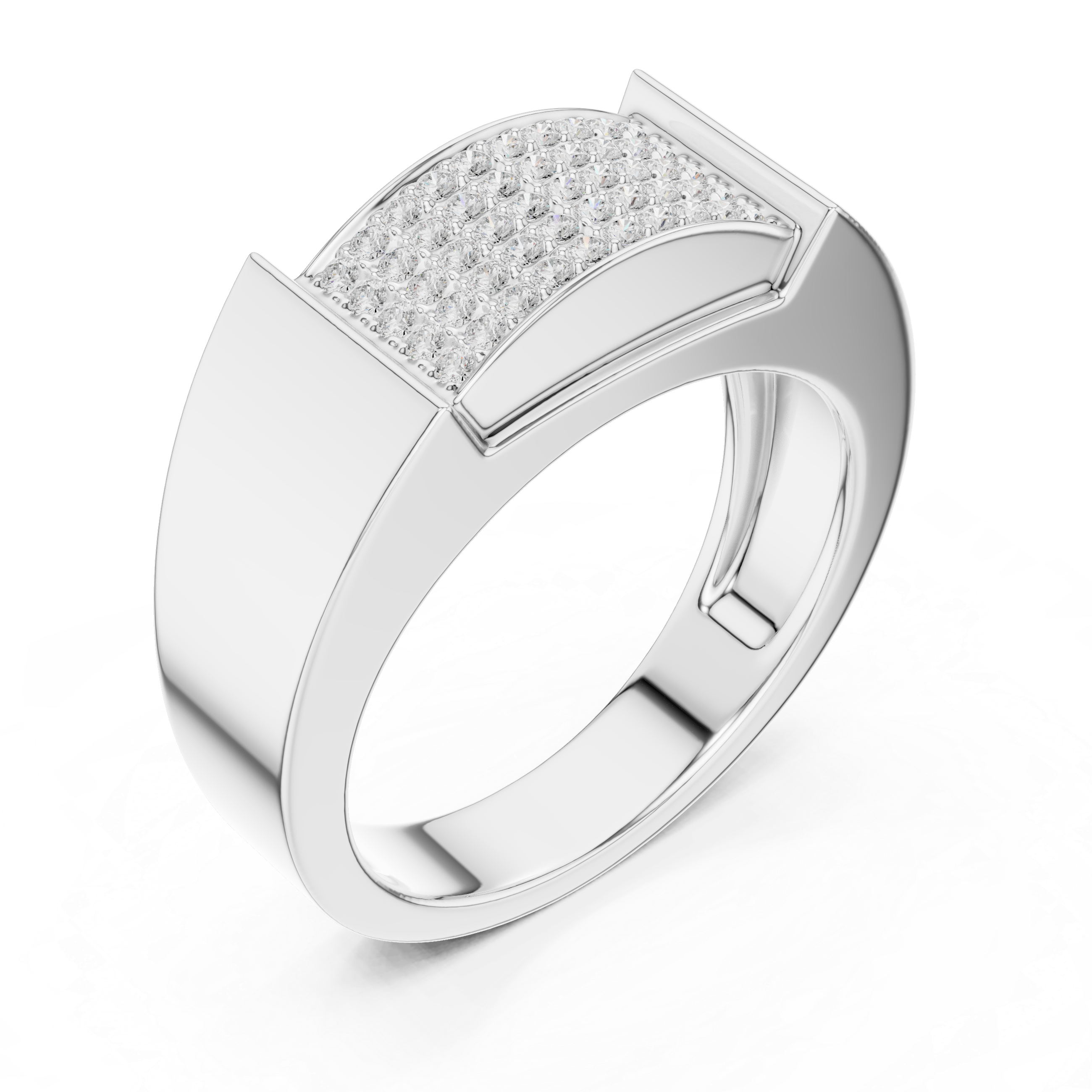 Men’s Pavé Diamond Ring – Wide Surface Bold Sparkle Design
