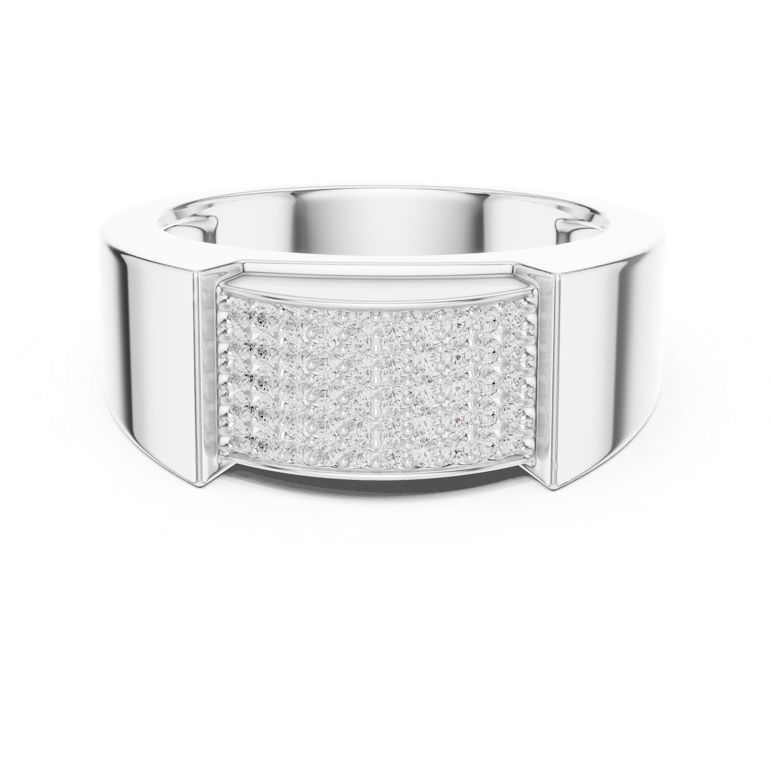 Men’s Pavé Diamond Ring – Wide Surface Bold Sparkle Design