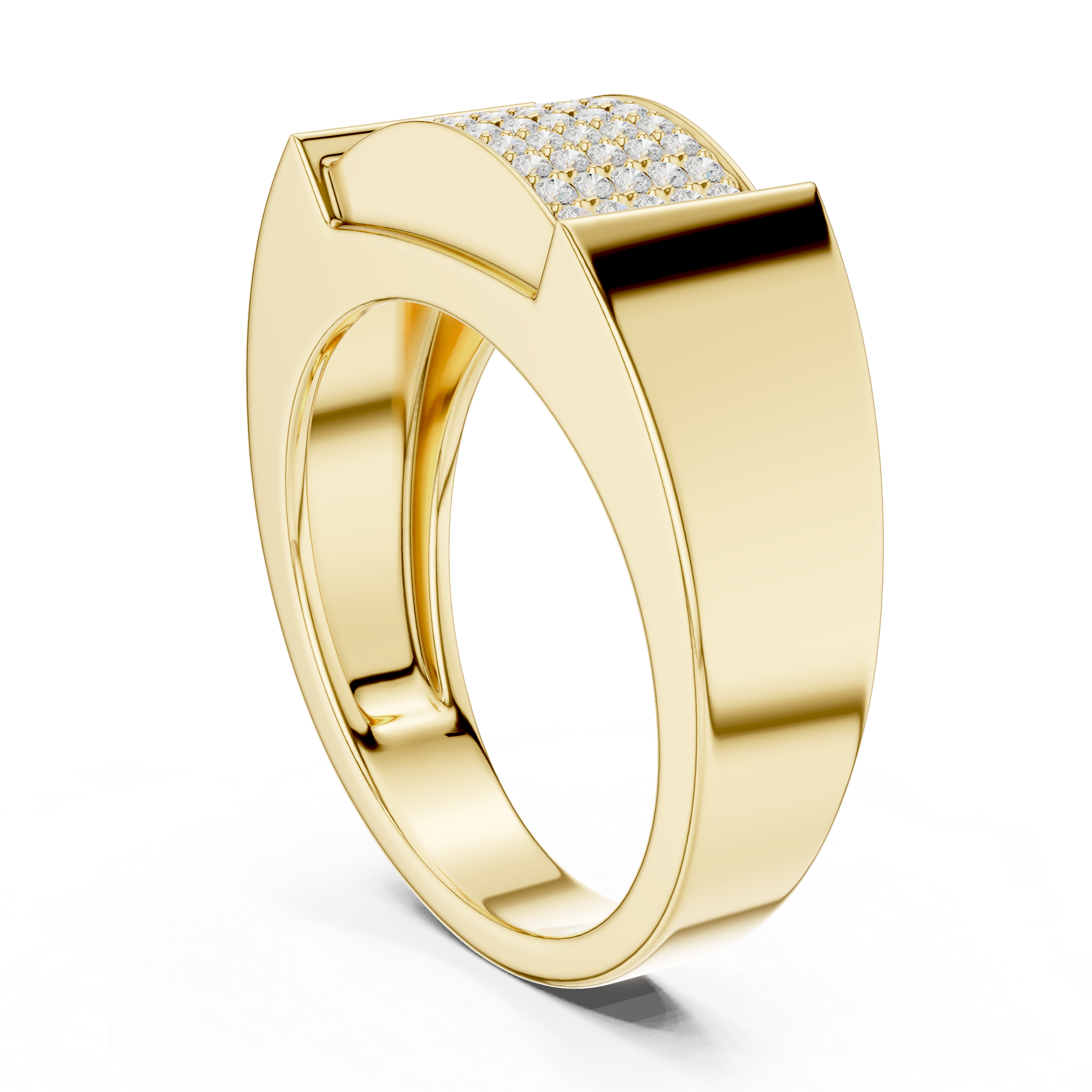 Men’s Pavé Diamond Ring – Wide Surface Bold Sparkle Design