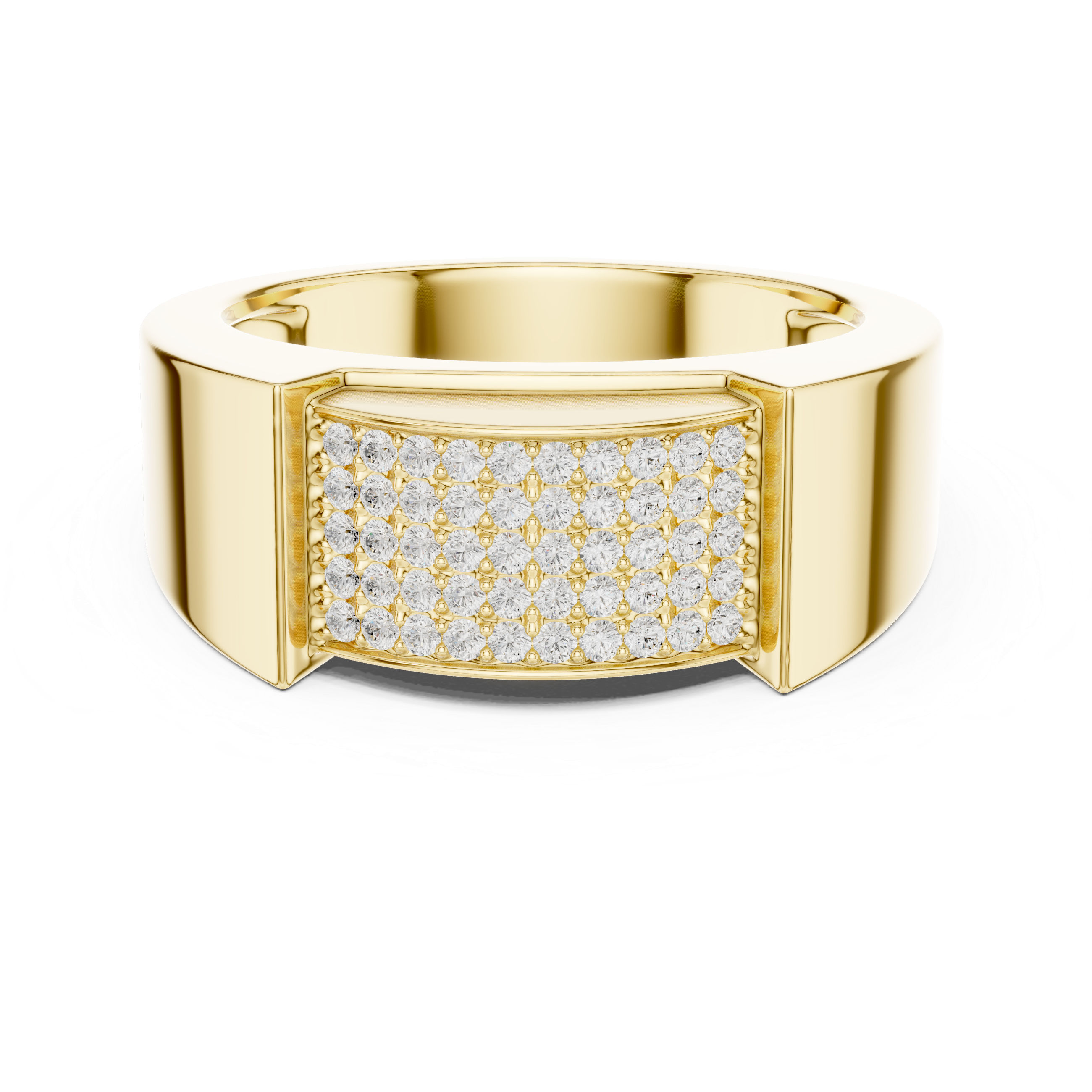 Men’s Pavé Diamond Ring – Wide Surface Bold Sparkle Design