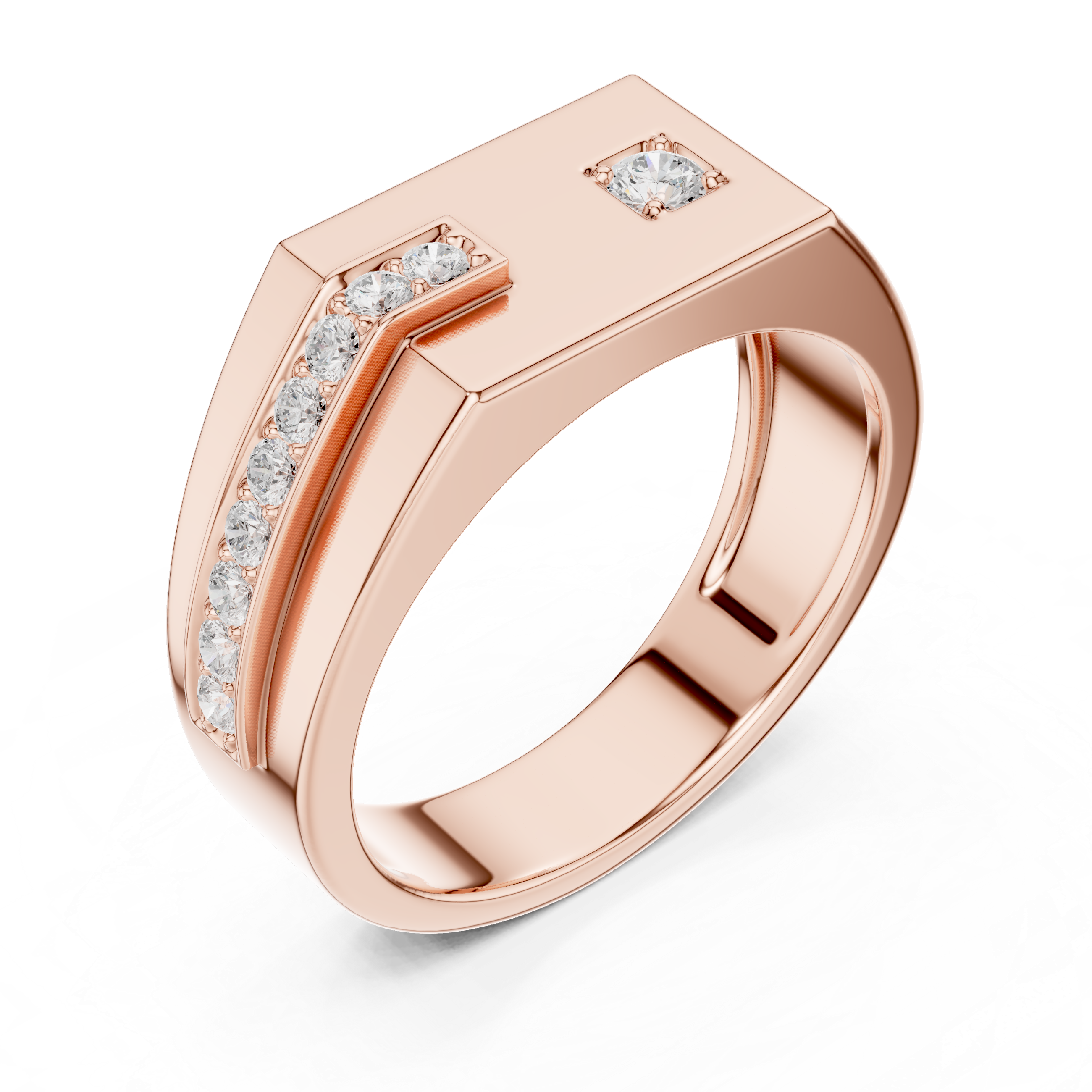 Men’s Geometric Diamond Accent Ring in Gold