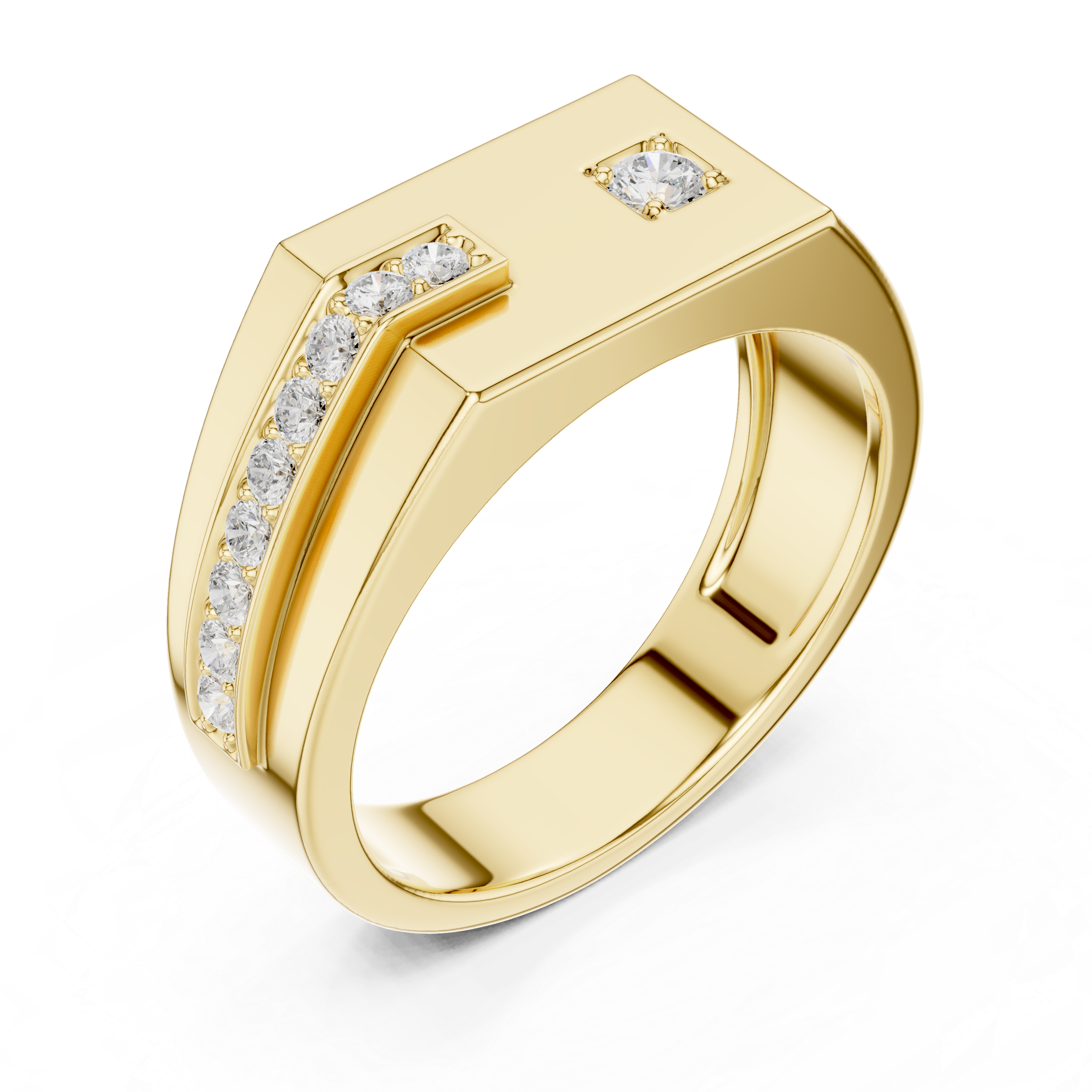 Men’s Geometric Diamond Accent Ring in Gold