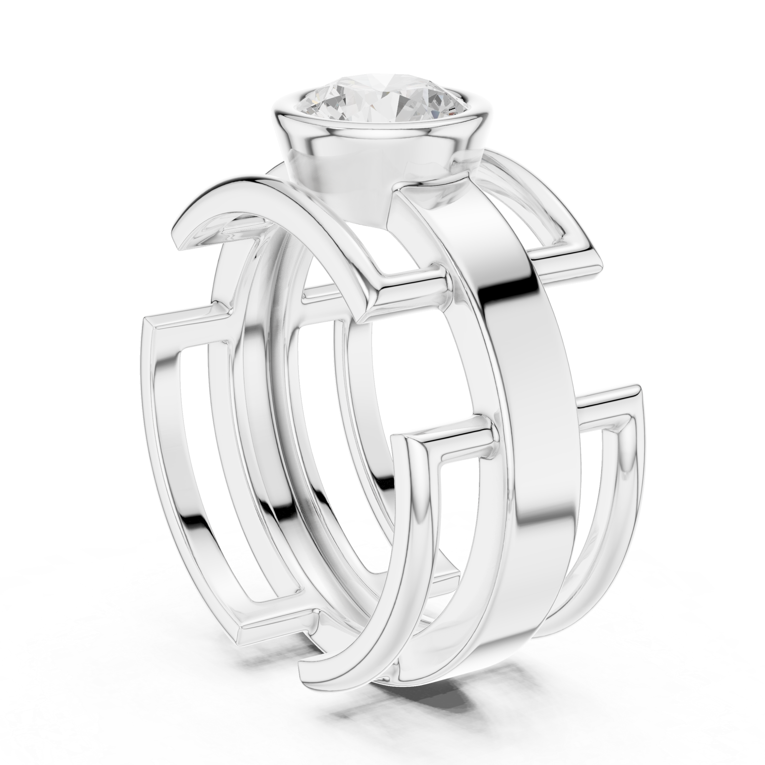 Men’s Open Structure Bezel Set Diamond Ring in Gold