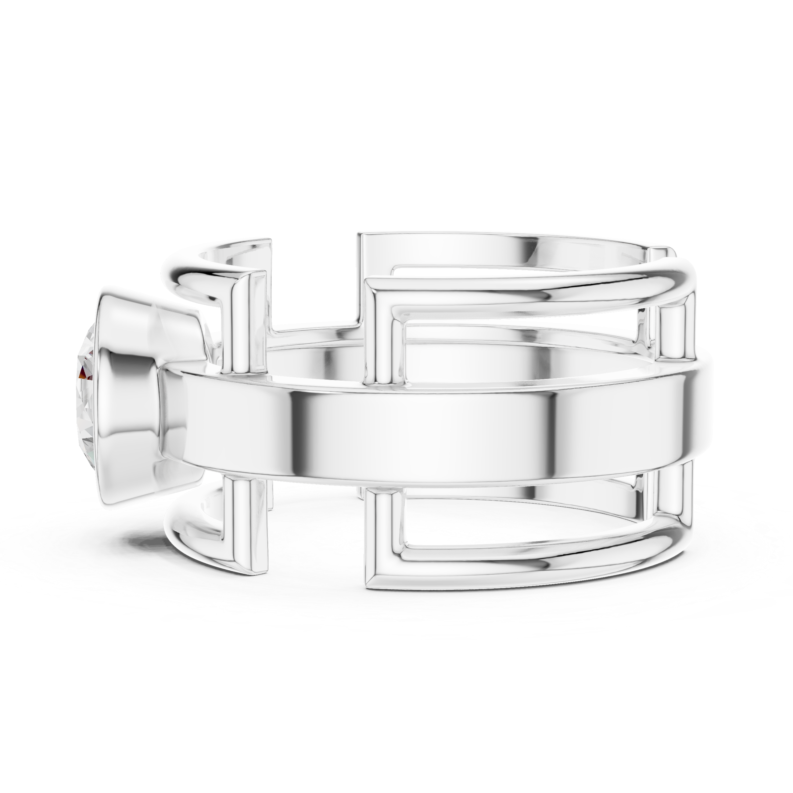 Men’s Open Structure Bezel Set Diamond Ring in Gold