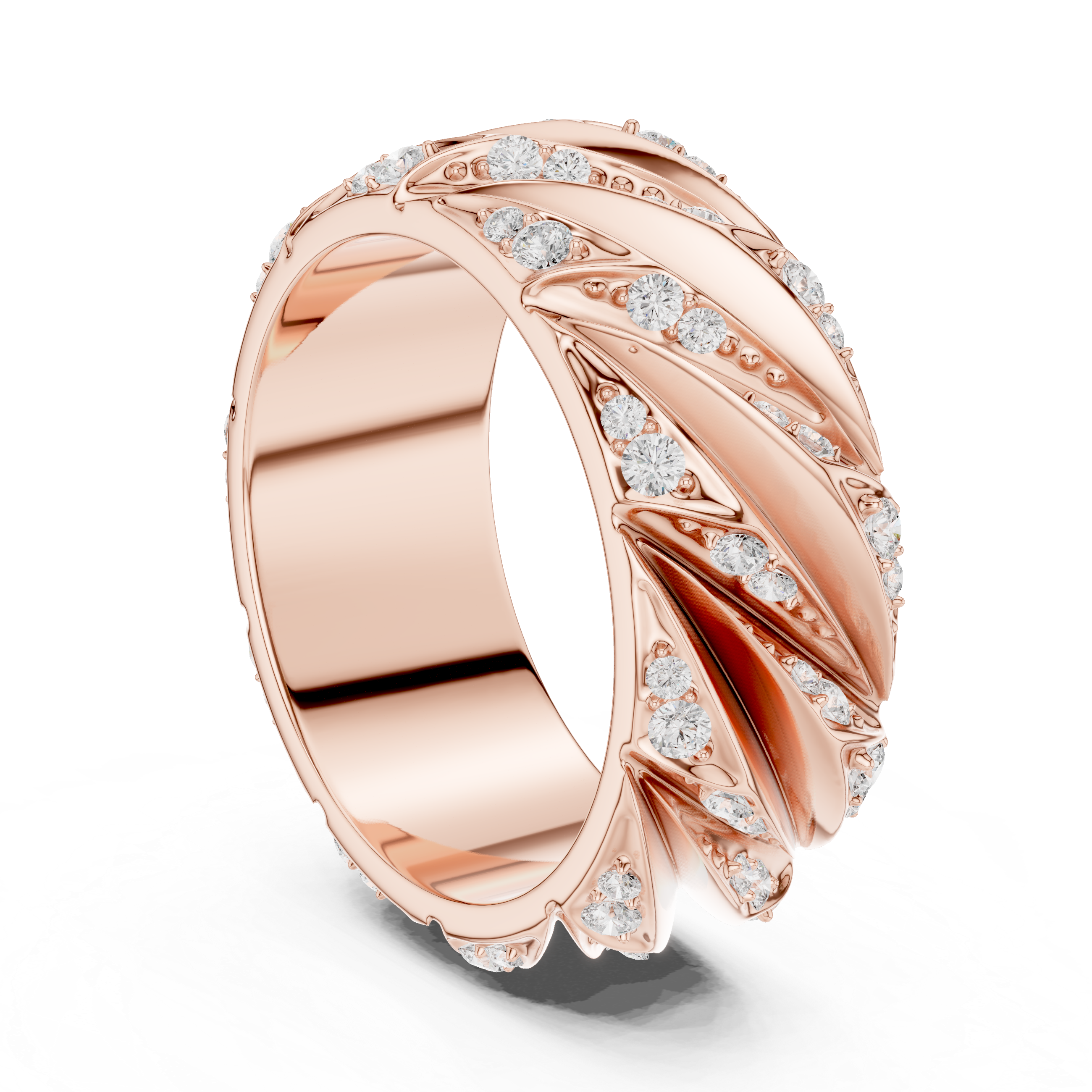 Men’s Sculpted Diamond Pattern Band Ring in Gold