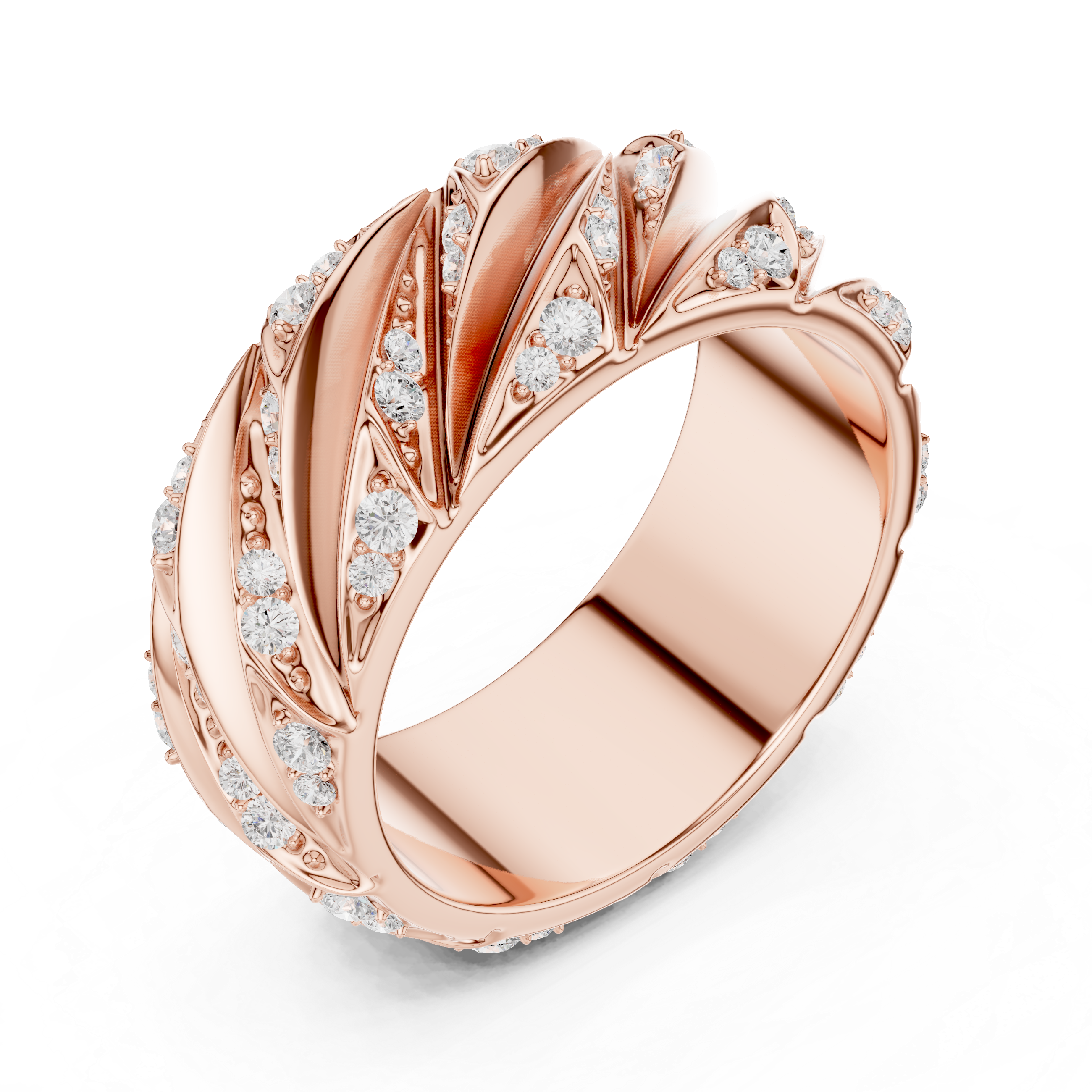 Men’s Sculpted Diamond Pattern Band Ring in Gold