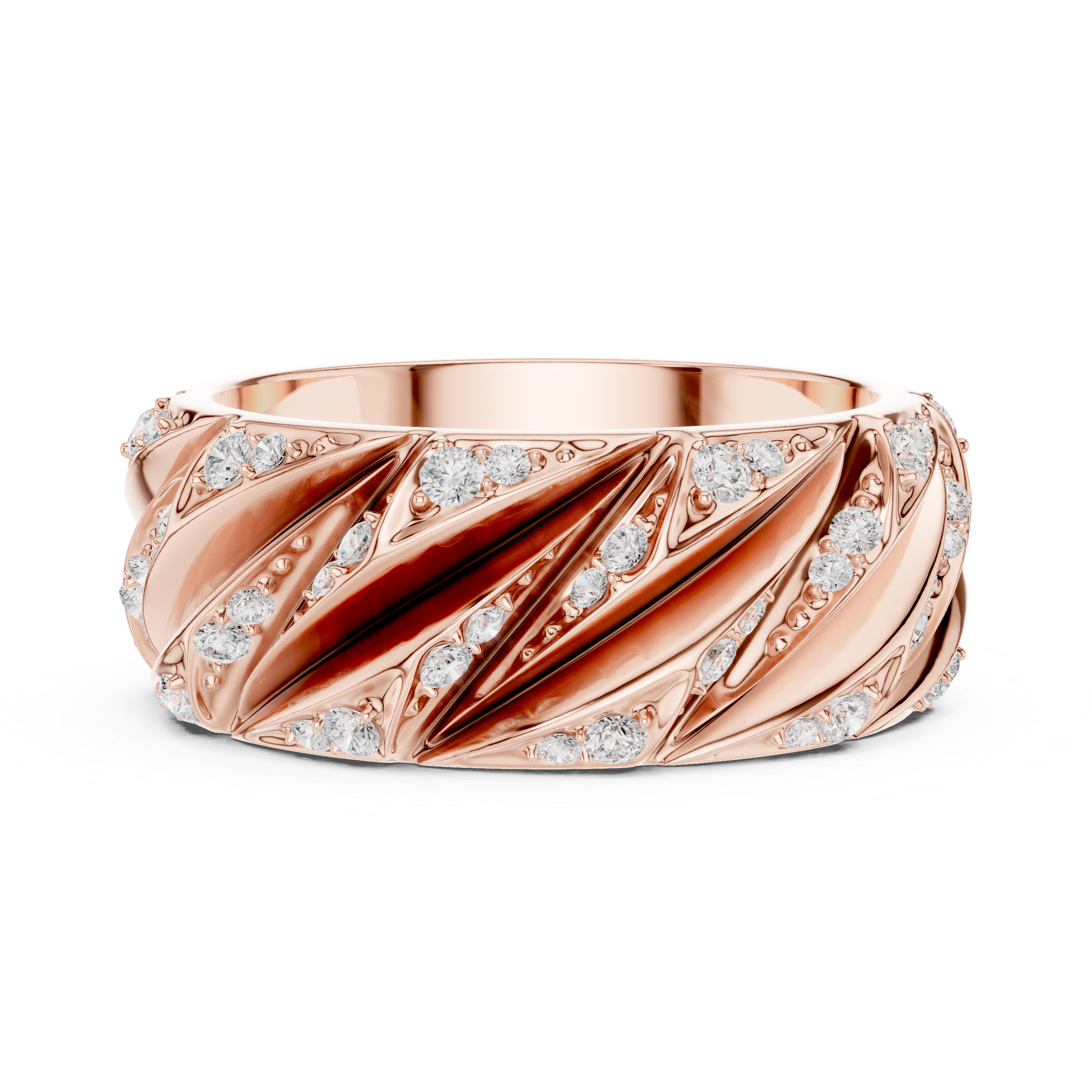 Men’s Sculpted Diamond Pattern Band Ring in Gold
