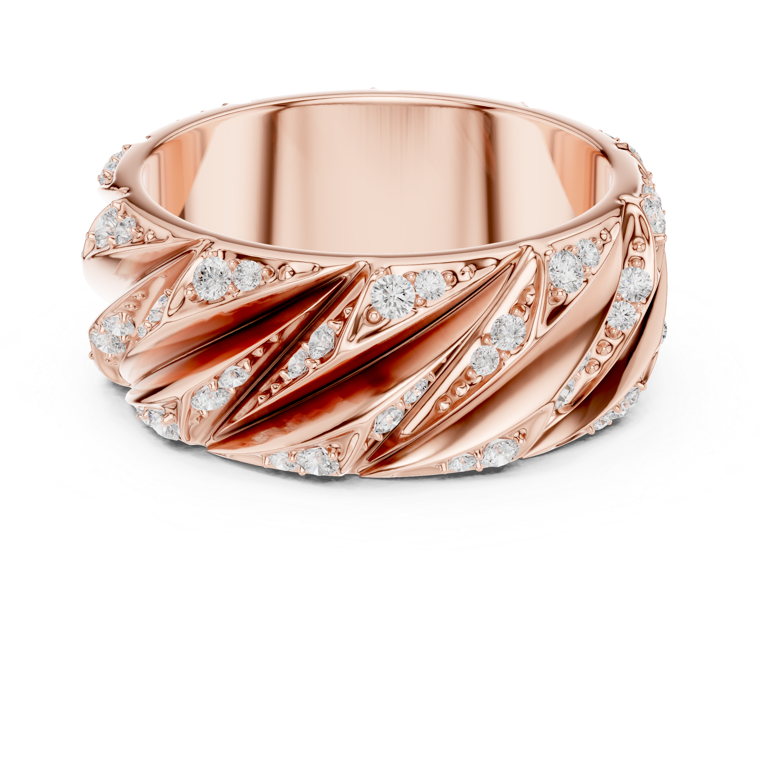 Men’s Sculpted Diamond Pattern Band Ring in Gold